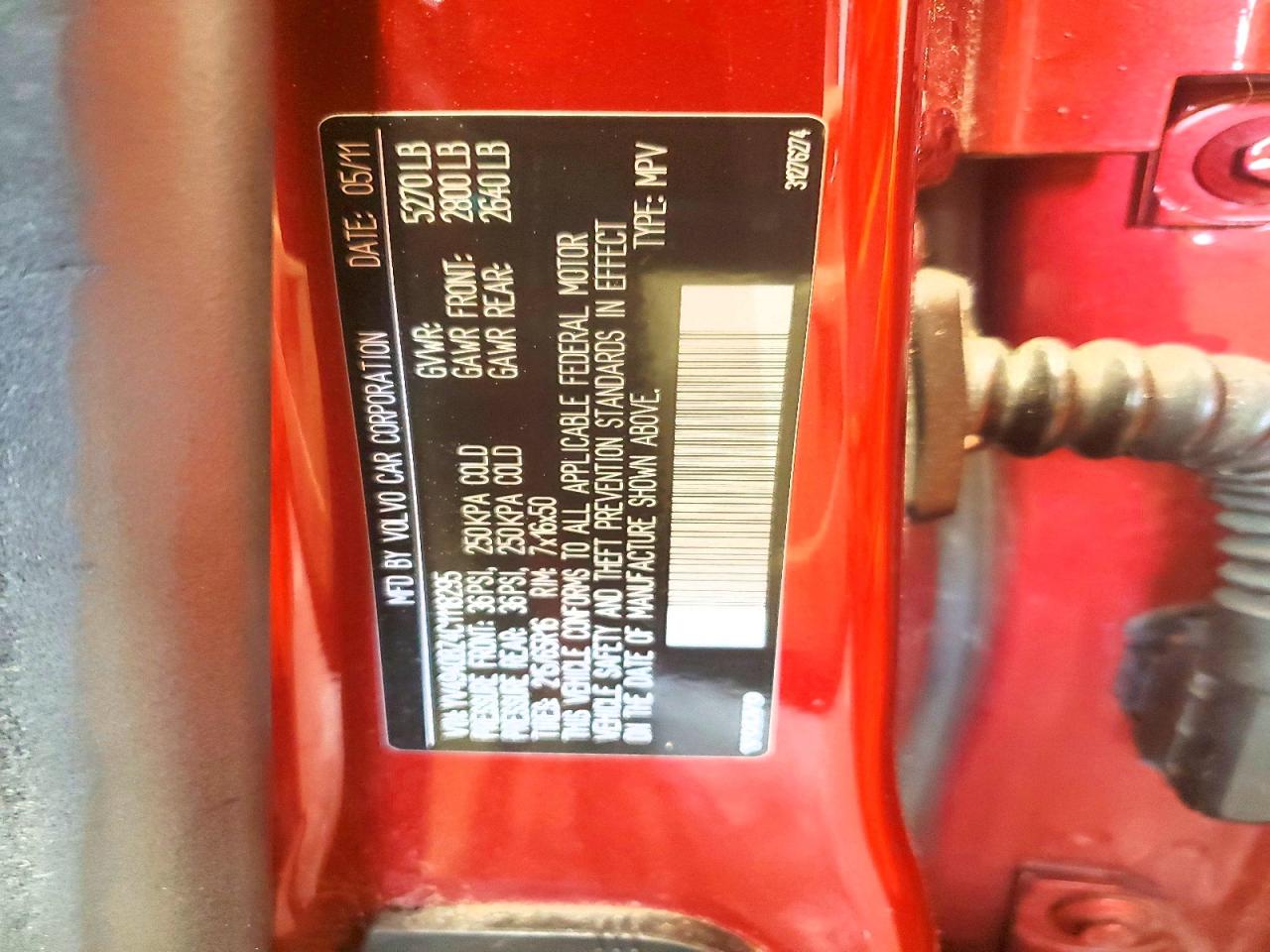 2012 Volvo Xc70 3.2 Red vin: YV4940BZ4C1118295