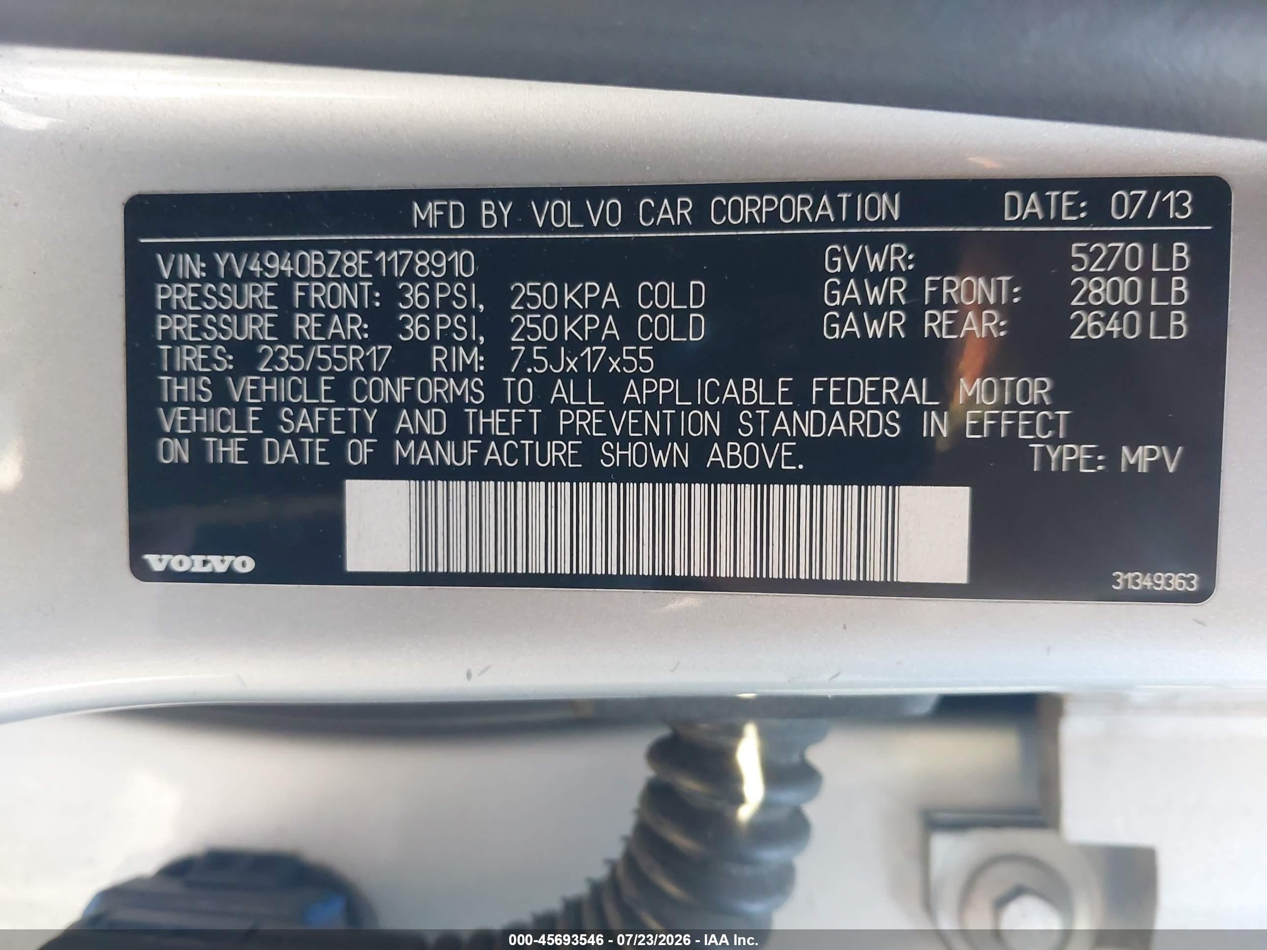 2014 Volvo Xc70 3.2 Premier Silver vin: YV4940BZ8E1178910