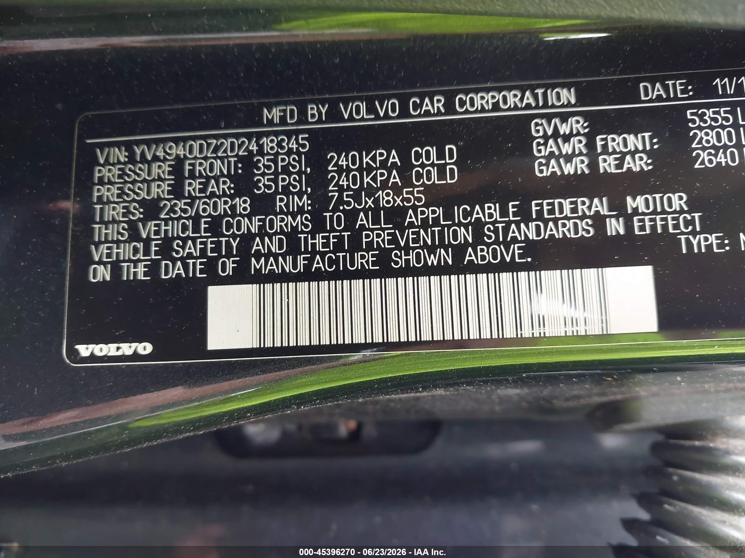 2013 Volvo Xc60 3.2 Premier Blue vin: YV4940DZ2D2418345