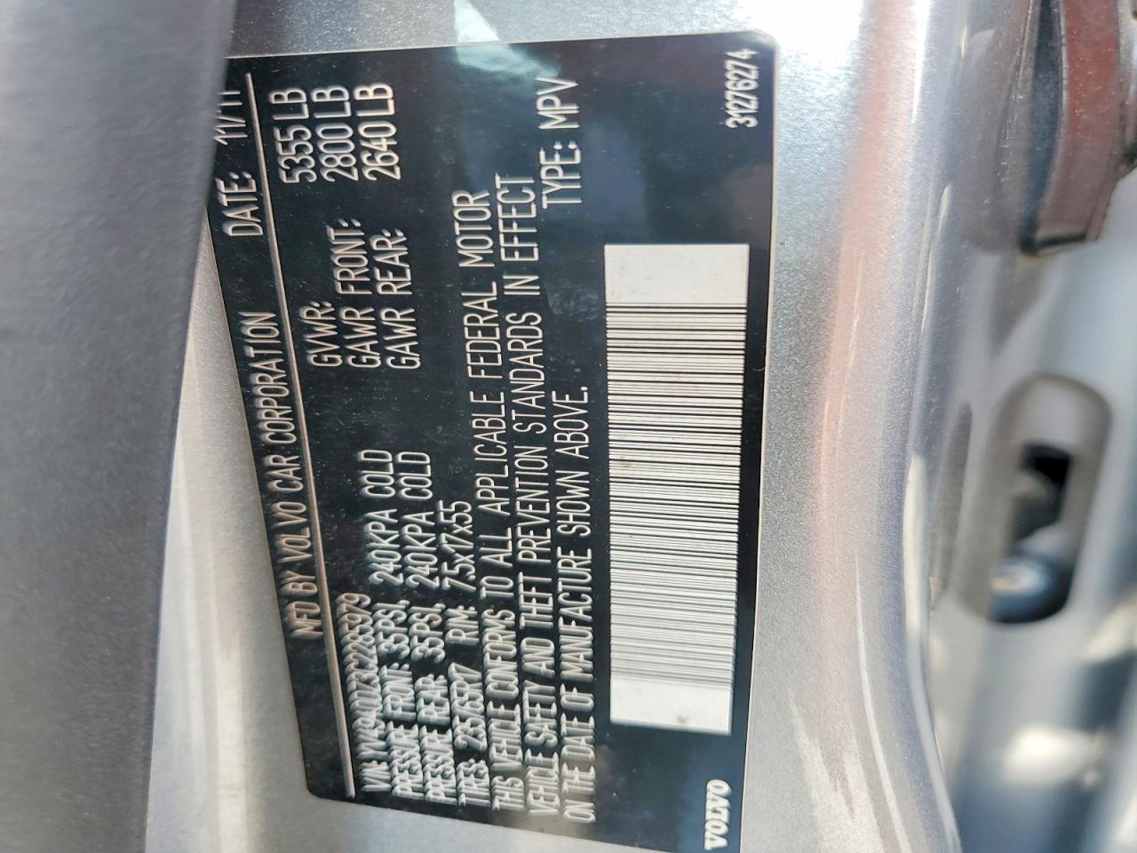 2012 Volvo Xc60 3.2 Silver vin: YV4940DZ3C2285979