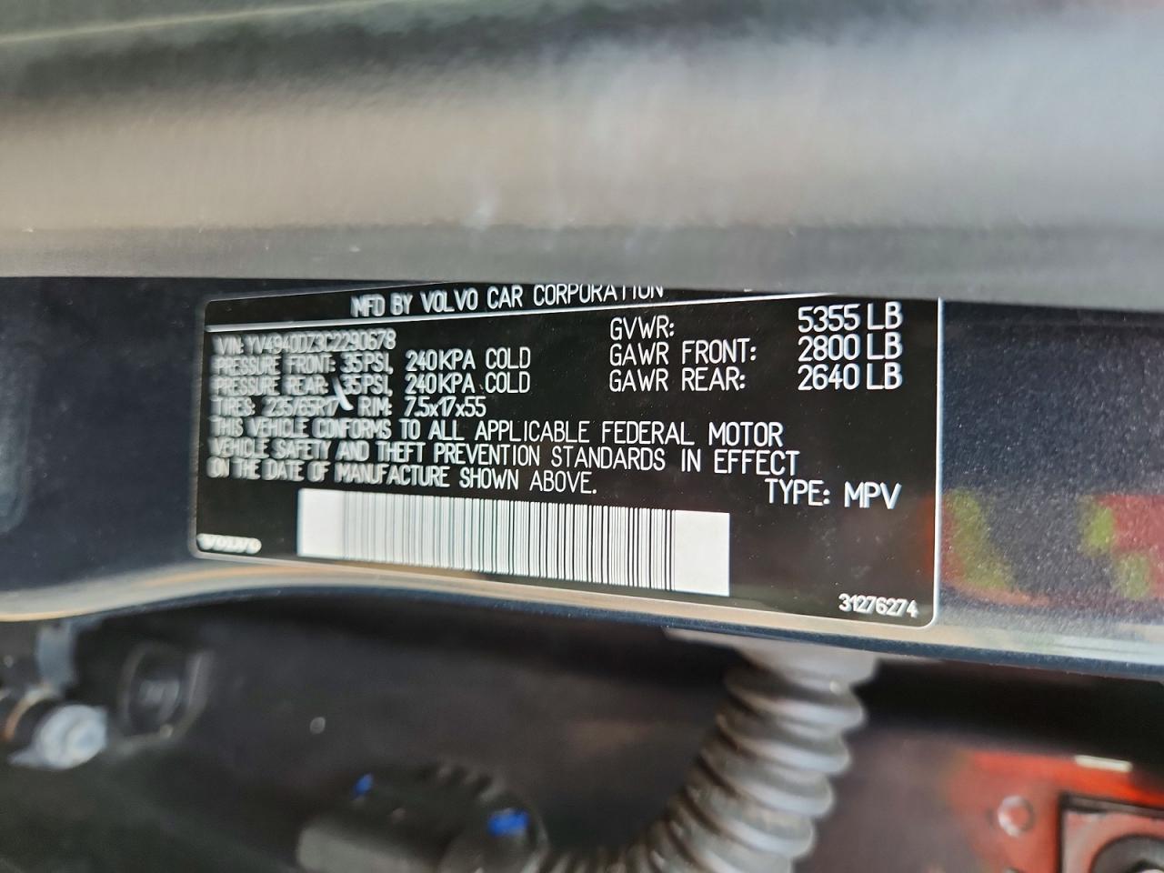2012 Volvo Xc60 3.2 Charcoal vin: YV4940DZ3C2290678