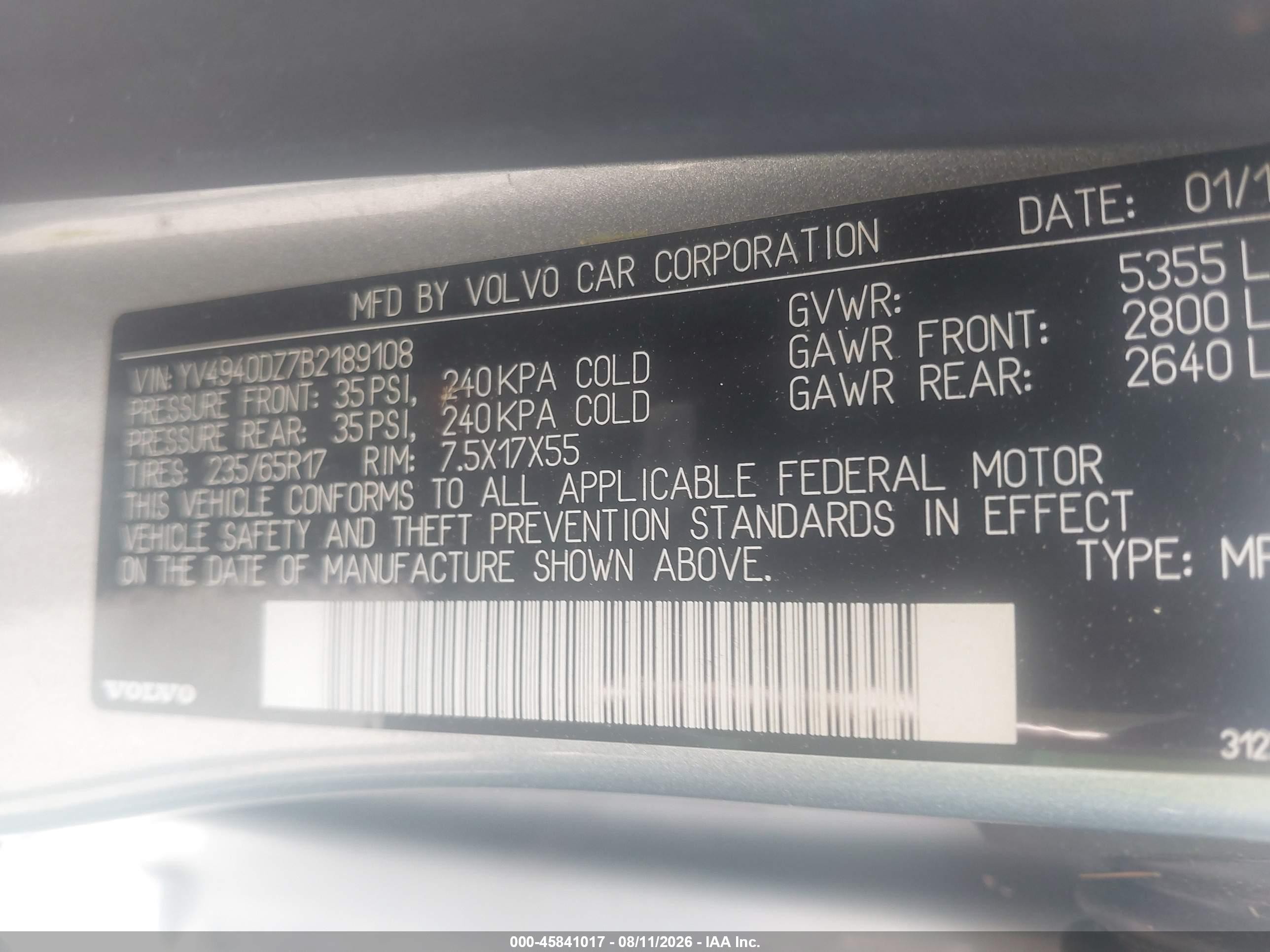 2011 Volvo Xc60 3.2 Gray vin: YV4940DZ7B2189108