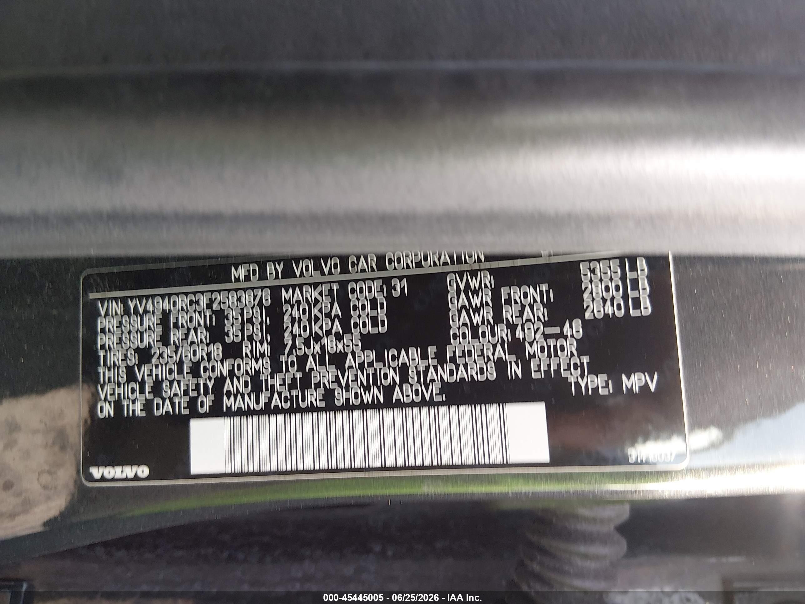 2015 Volvo Xc60 3.2 Premier Plus Серый vin: YV4940RC3F2583876