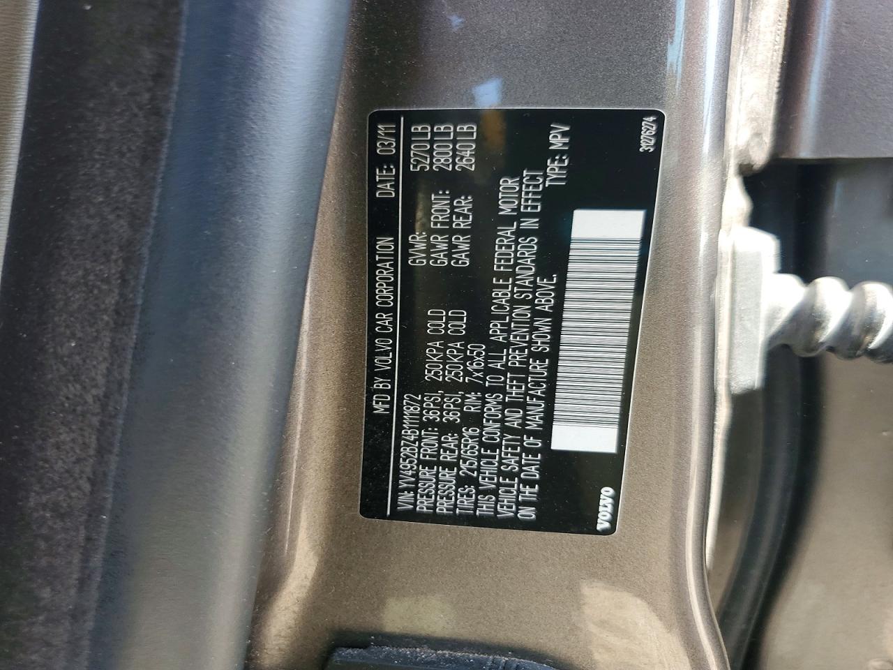 2011 Volvo Xc70 3.2 Серебряный vin: YV4952BZ4B1111872