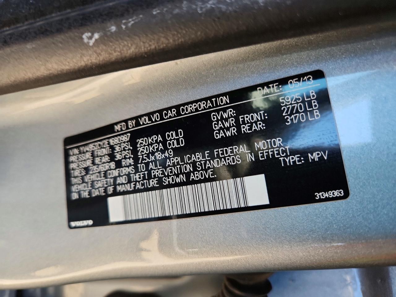 2014 Volvo Xc90 3.2 Silver vin: YV4952CY2E1680987