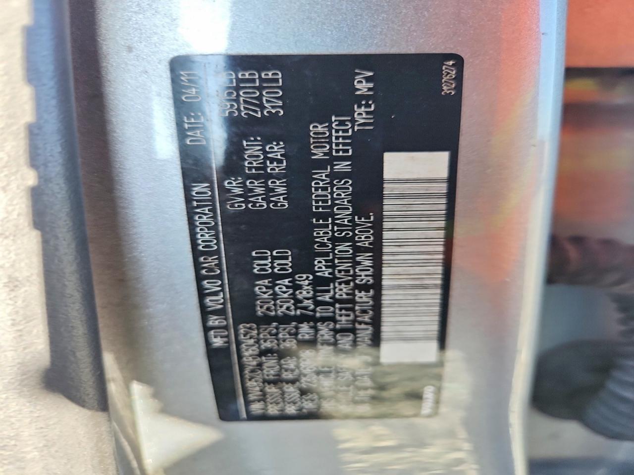 2011 Volvo Xc90 3.2 Серебряный vin: YV4952CY4B1604523