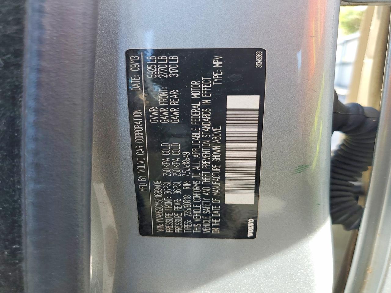 2014 Volvo Xc90 3.2 Silver vin: YV4952CY5E1689408
