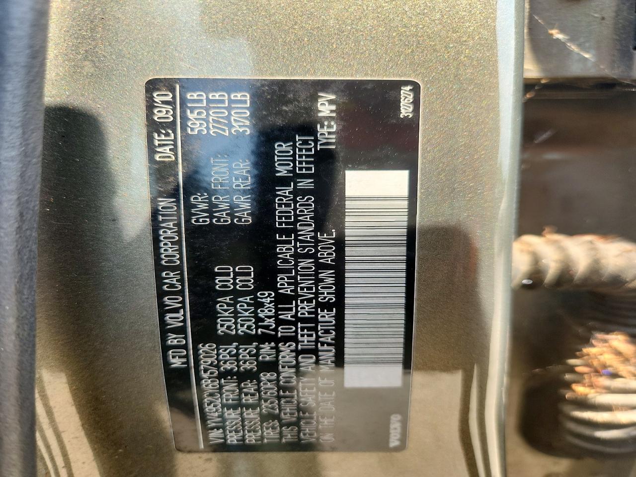 2011 Volvo Xc90 3.2 Green vin: YV4952CY6B1579026