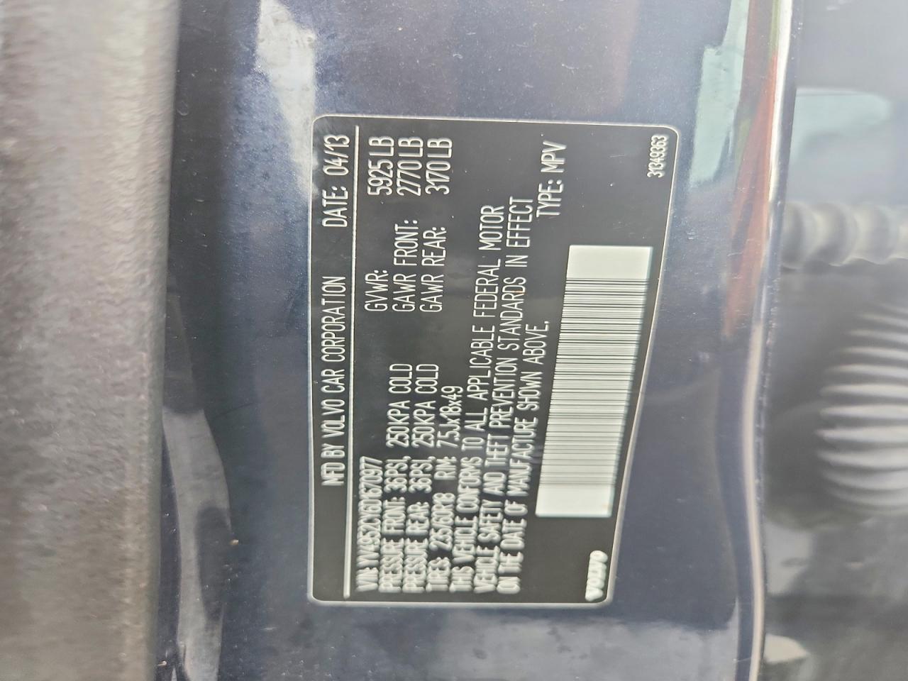 2013 Volvo Xc90 3.2 Blue vin: YV4952CY6D1670977