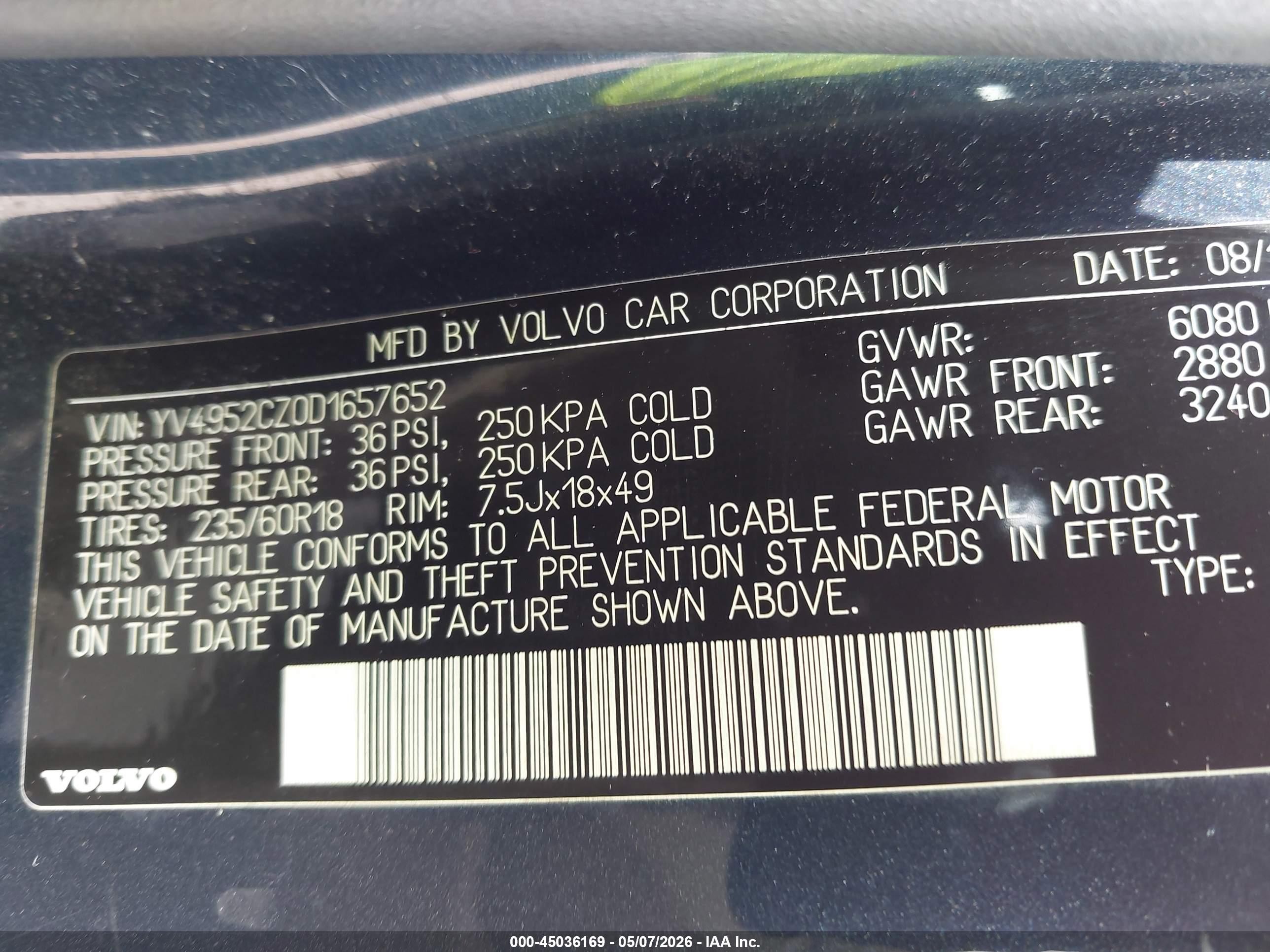 2013 Volvo Xc90 3.2 Platinum Blue vin: YV4952CZ0D1657652