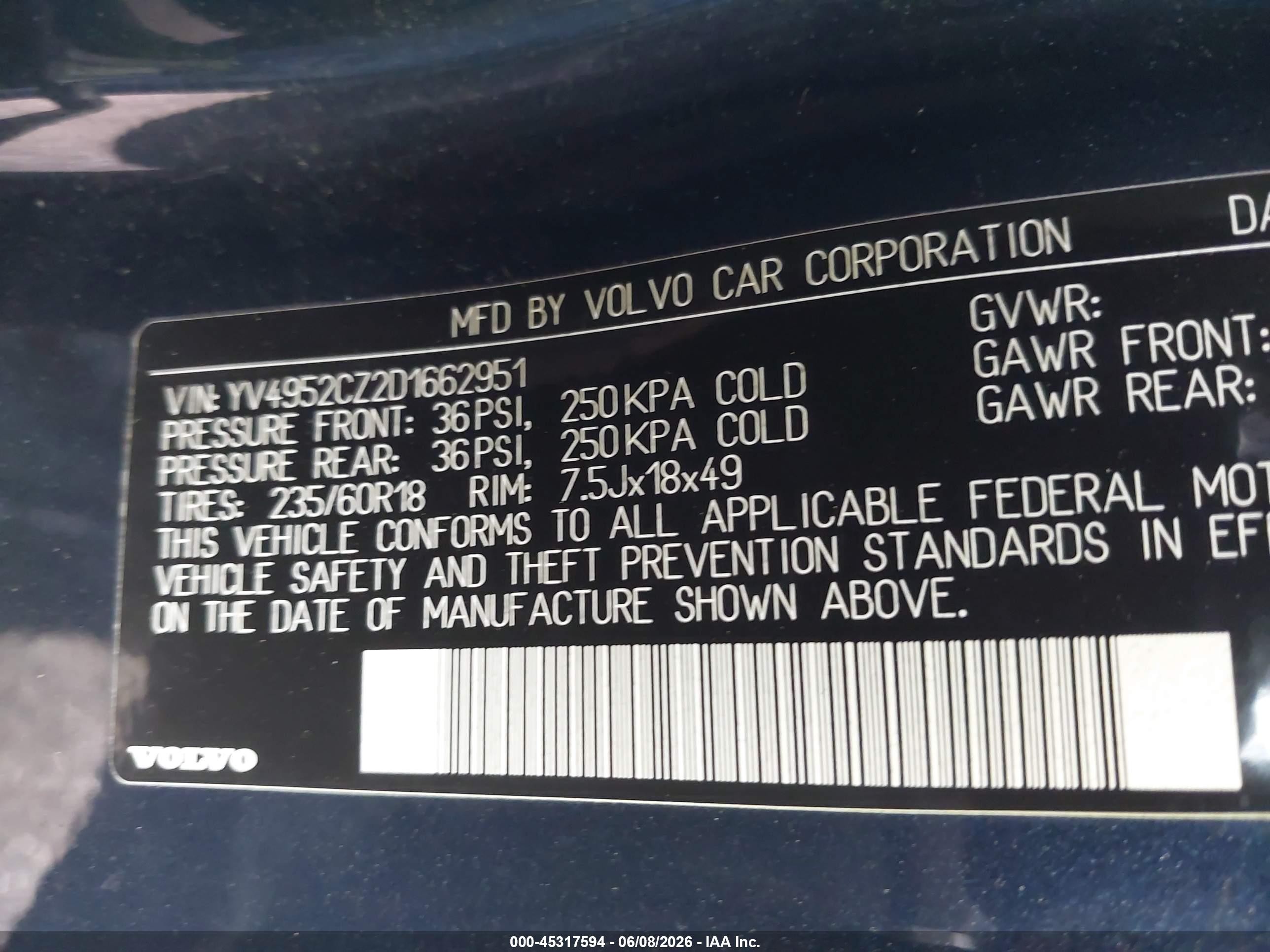 2013 Volvo Xc90 3.2/3.2 Platinum/3.2 Premier Plus Gray vin: YV4952CZ2D1662951