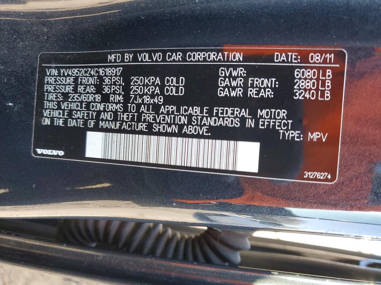 2012 Volvo Xc90 3.2 Угольный vin: YV4952CZ4C1618917