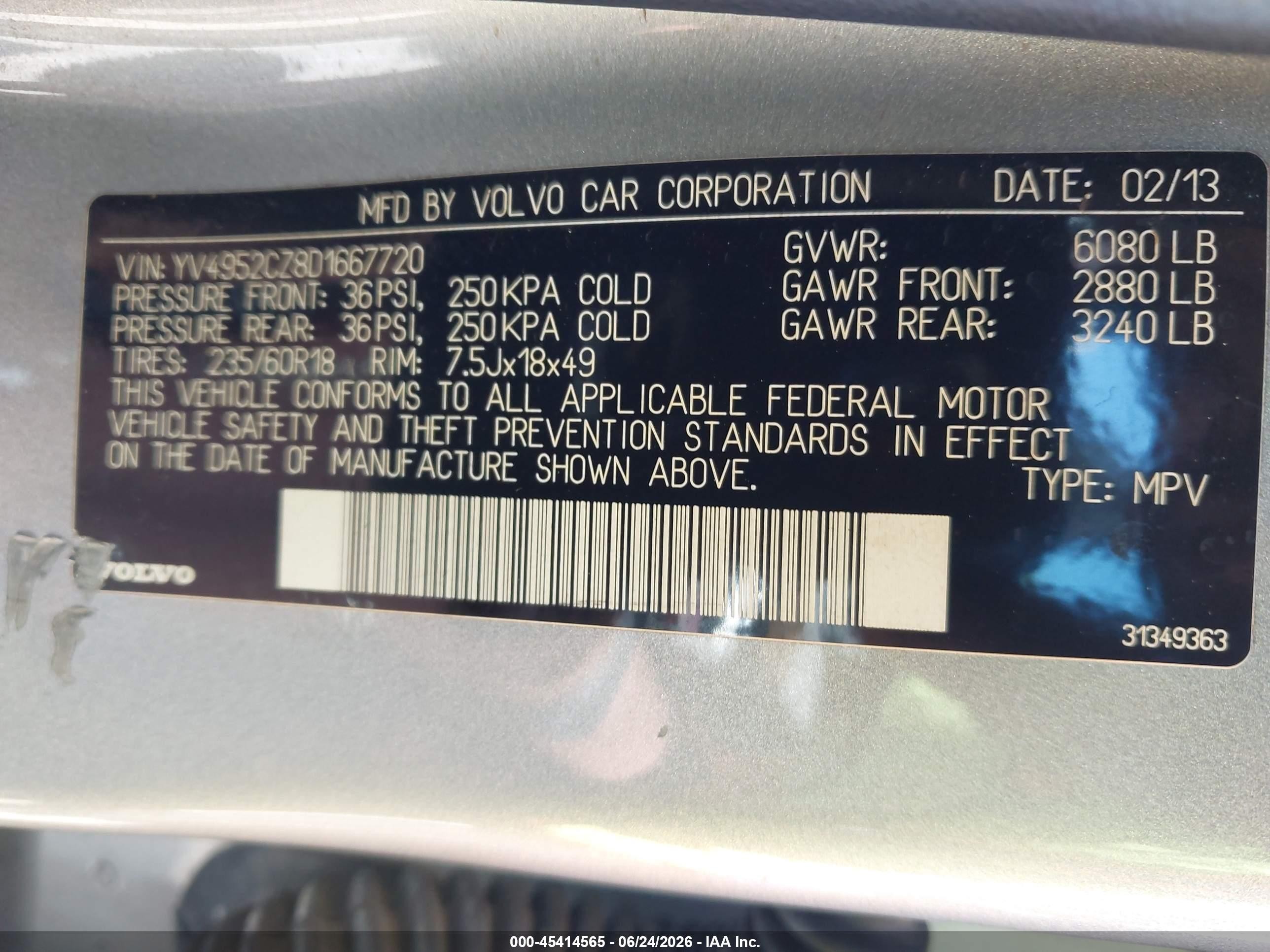 2013 Volvo Xc90 3.2 Platinum Silver vin: YV4952CZ8D1667720