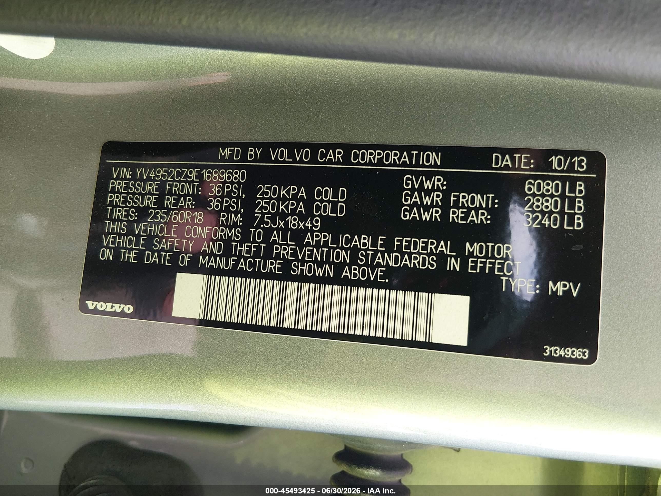2014 Volvo Xc90 3.2 Platinum Silver vin: YV4952CZ9E1689680