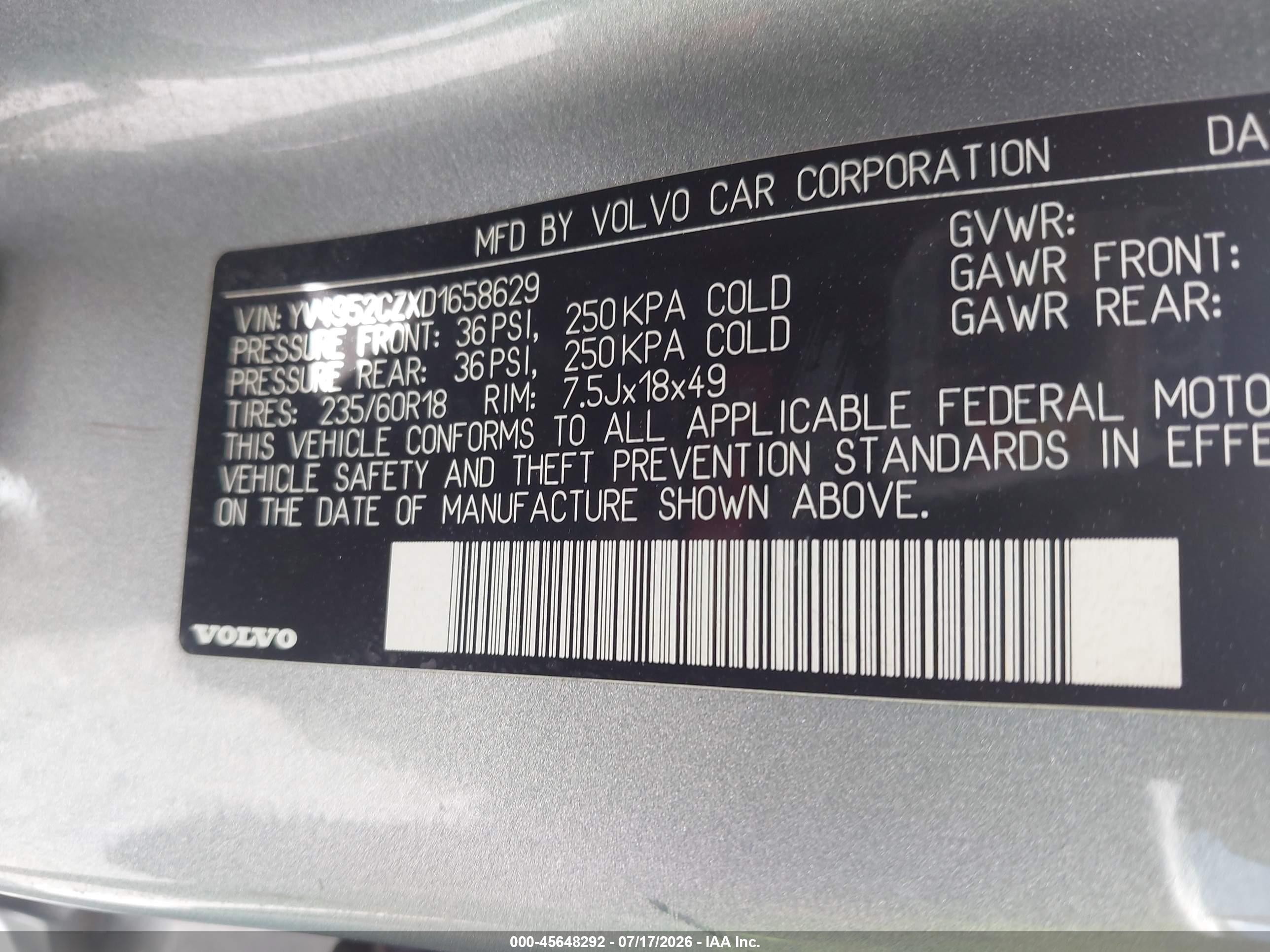 2013 Volvo Xc90 3.2 Platinum Silver vin: YV4952CZXD1658629