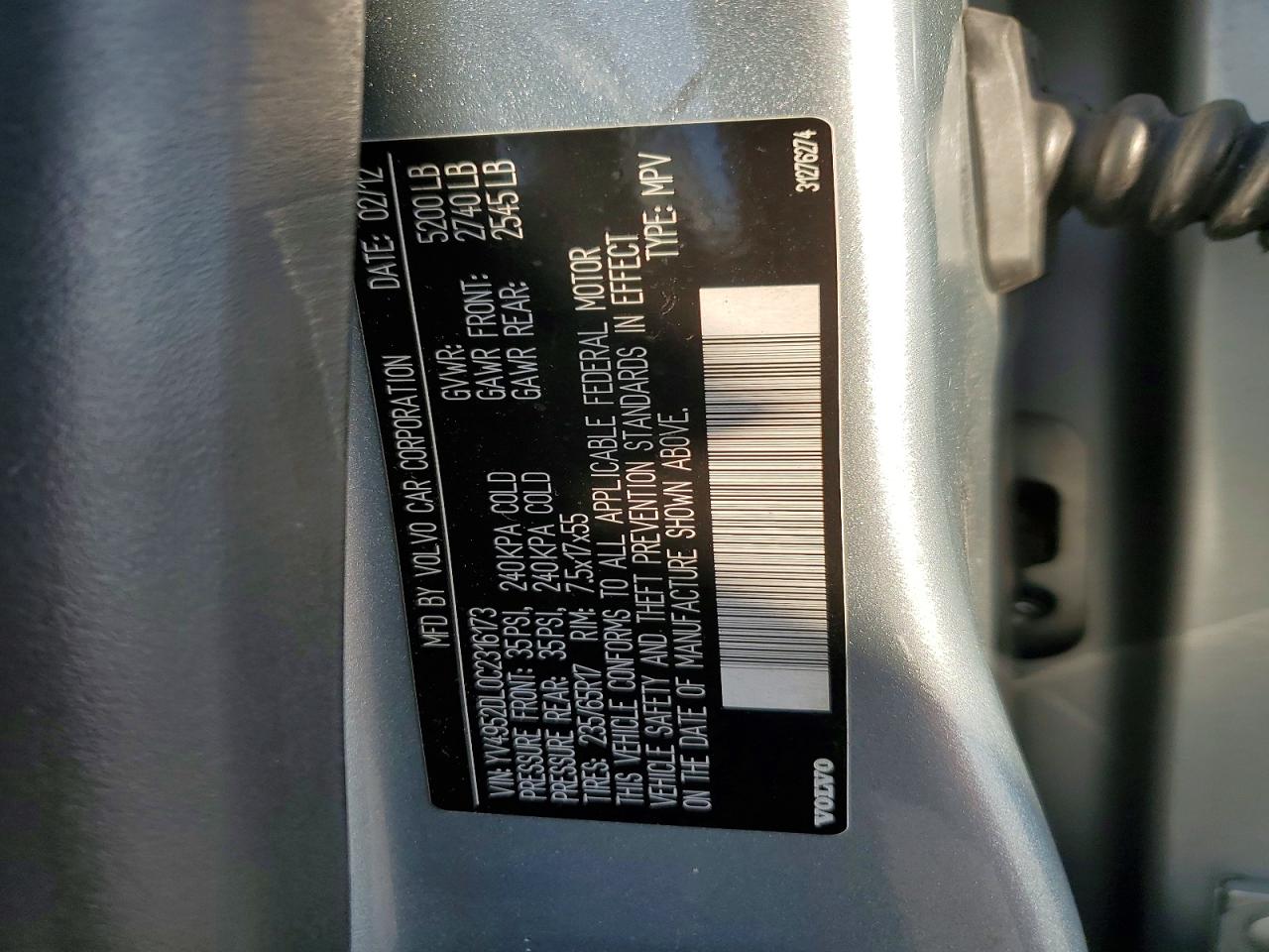 2012 Volvo Xc60 3.2 Silver vin: YV4952DL0C2316173