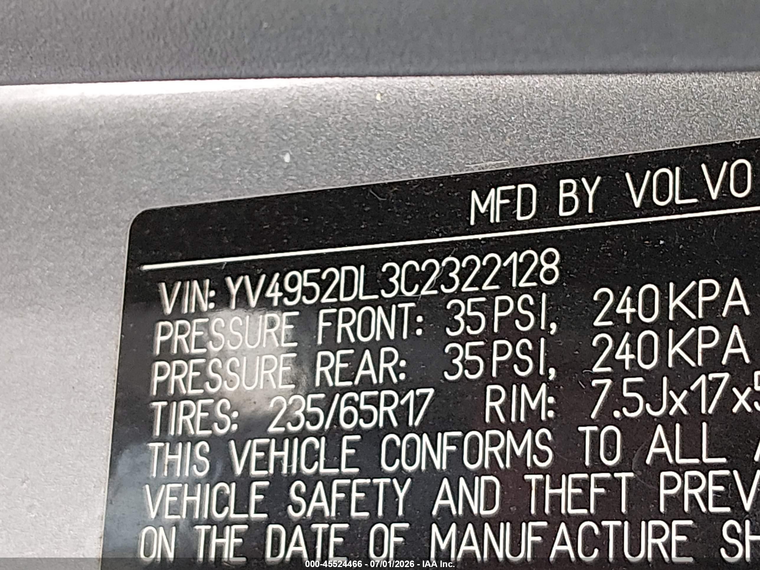 2012 Volvo Xc60 3.2/3.2 Platinum/3.2 Premier/3.2 Premier Plus Серебряный vin: YV4952DL3C2322128