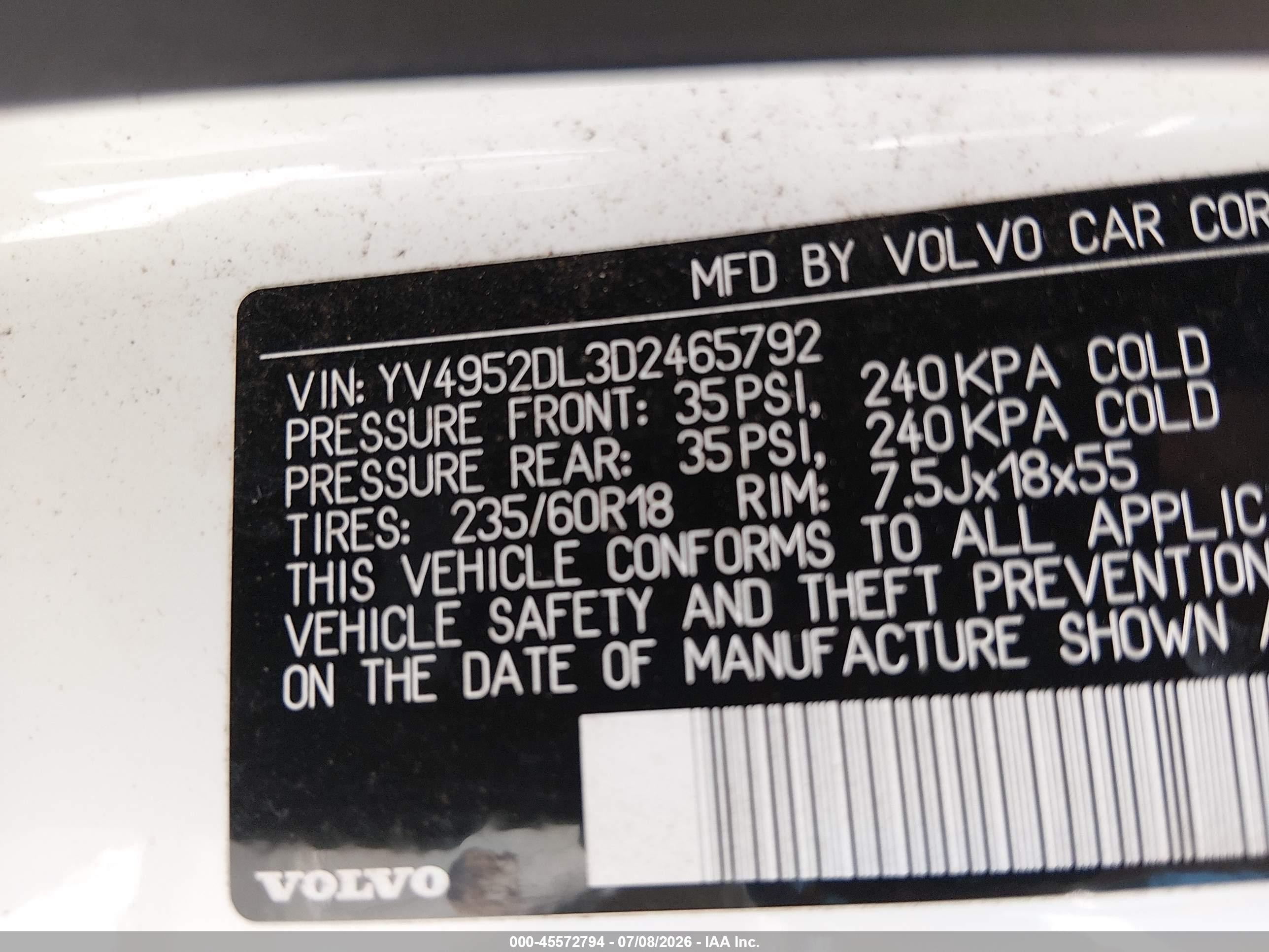 2013 Volvo Xc60 3.2 White vin: YV4952DL3D2465792