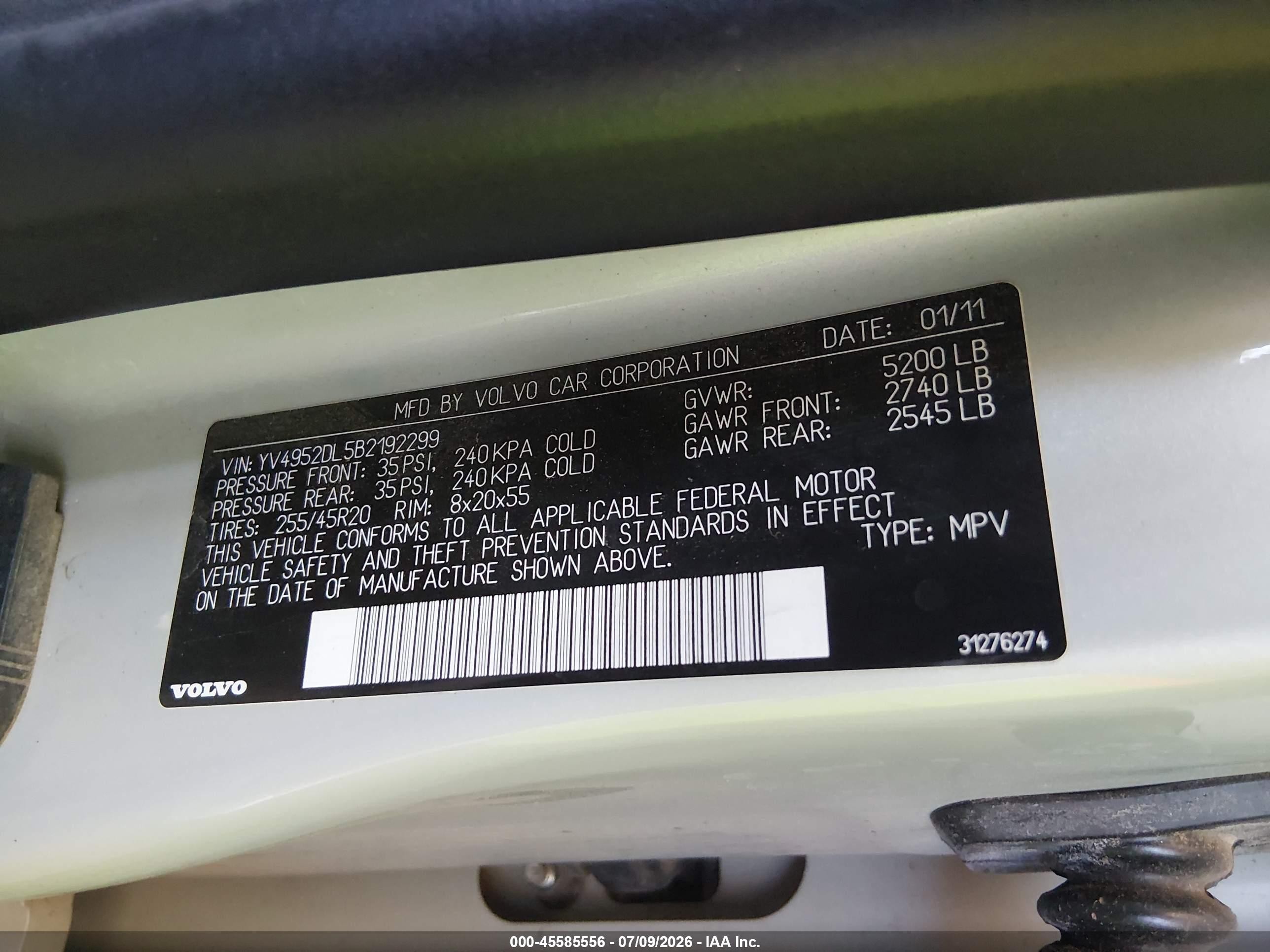 2011 Volvo Xc60 3.2 Cream vin: YV4952DL5B2192299