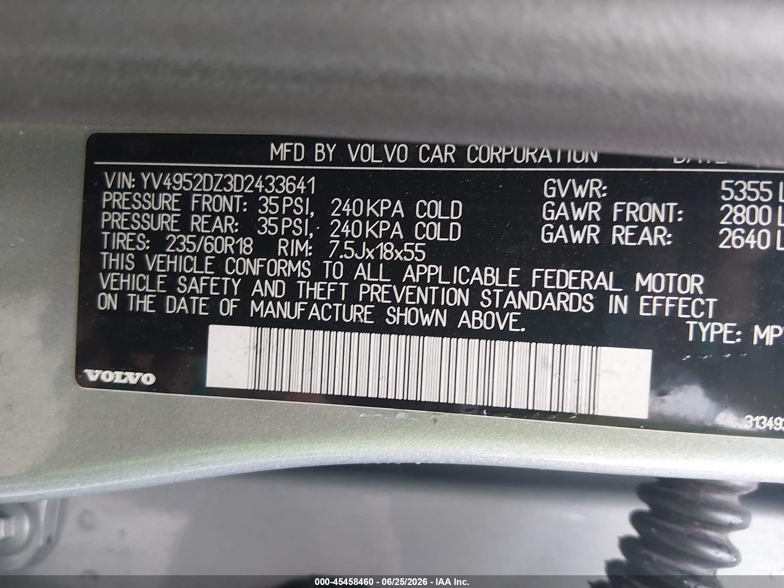 2013 Volvo Xc60 3.2 Premier Silver vin: YV4952DZ3D2433641