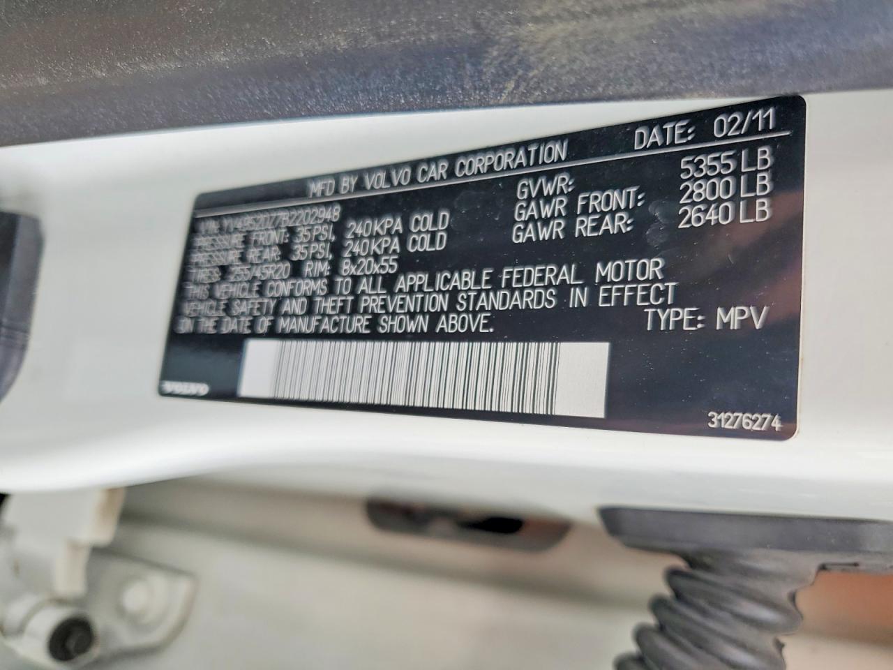 2011 Volvo Xc60 3.2 Белый vin: YV4952DZ7B2202948