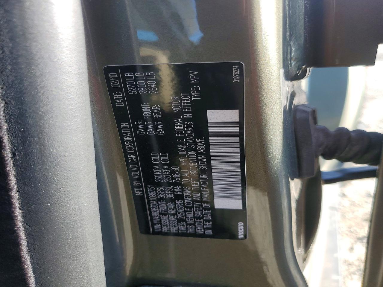 2010 Volv Xc70 3.2 Green vin: YV4982BZ0A1086751