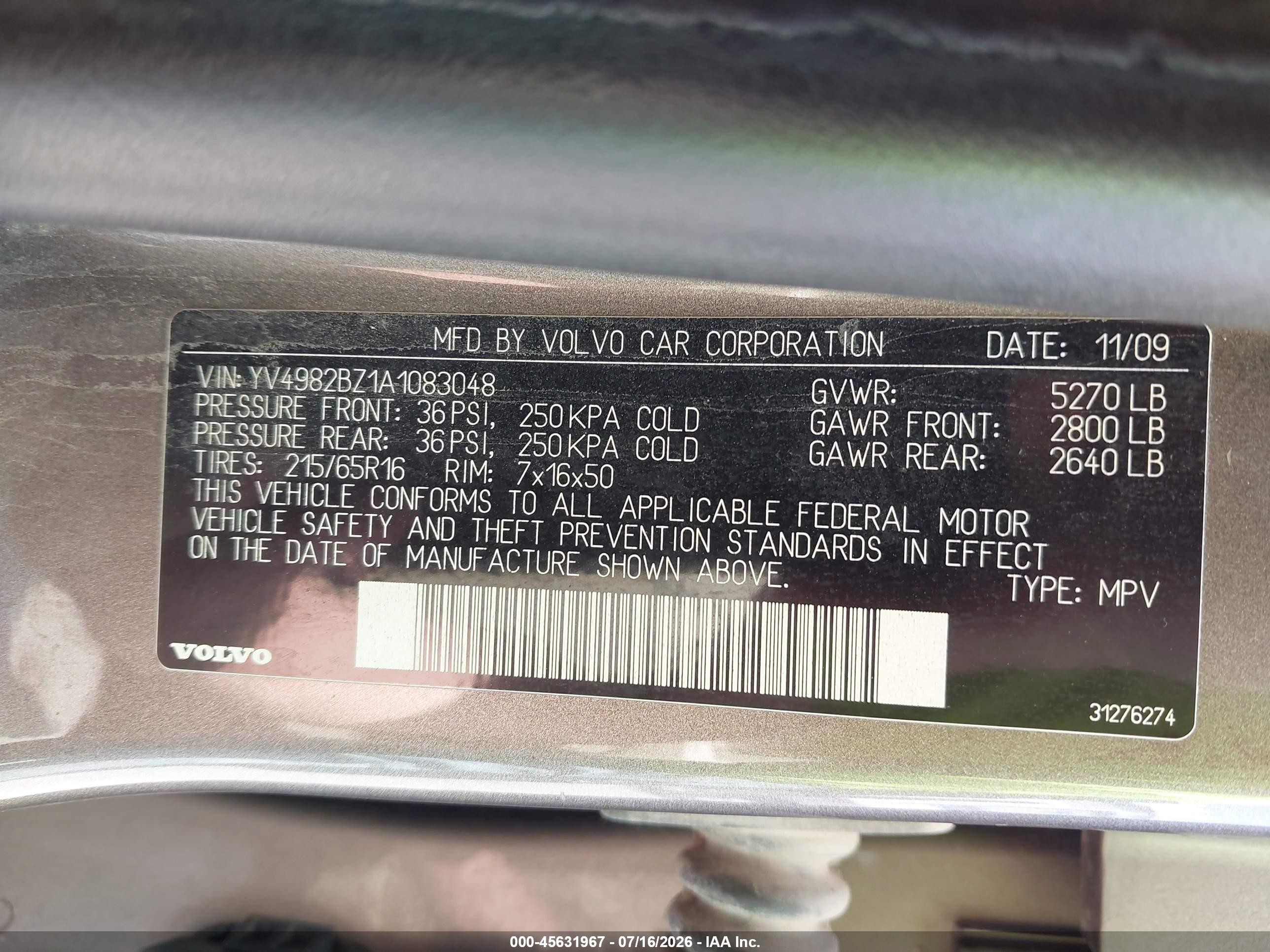 2010 Volvo Xc70 3.2 Brown vin: YV4982BZ1A1083048