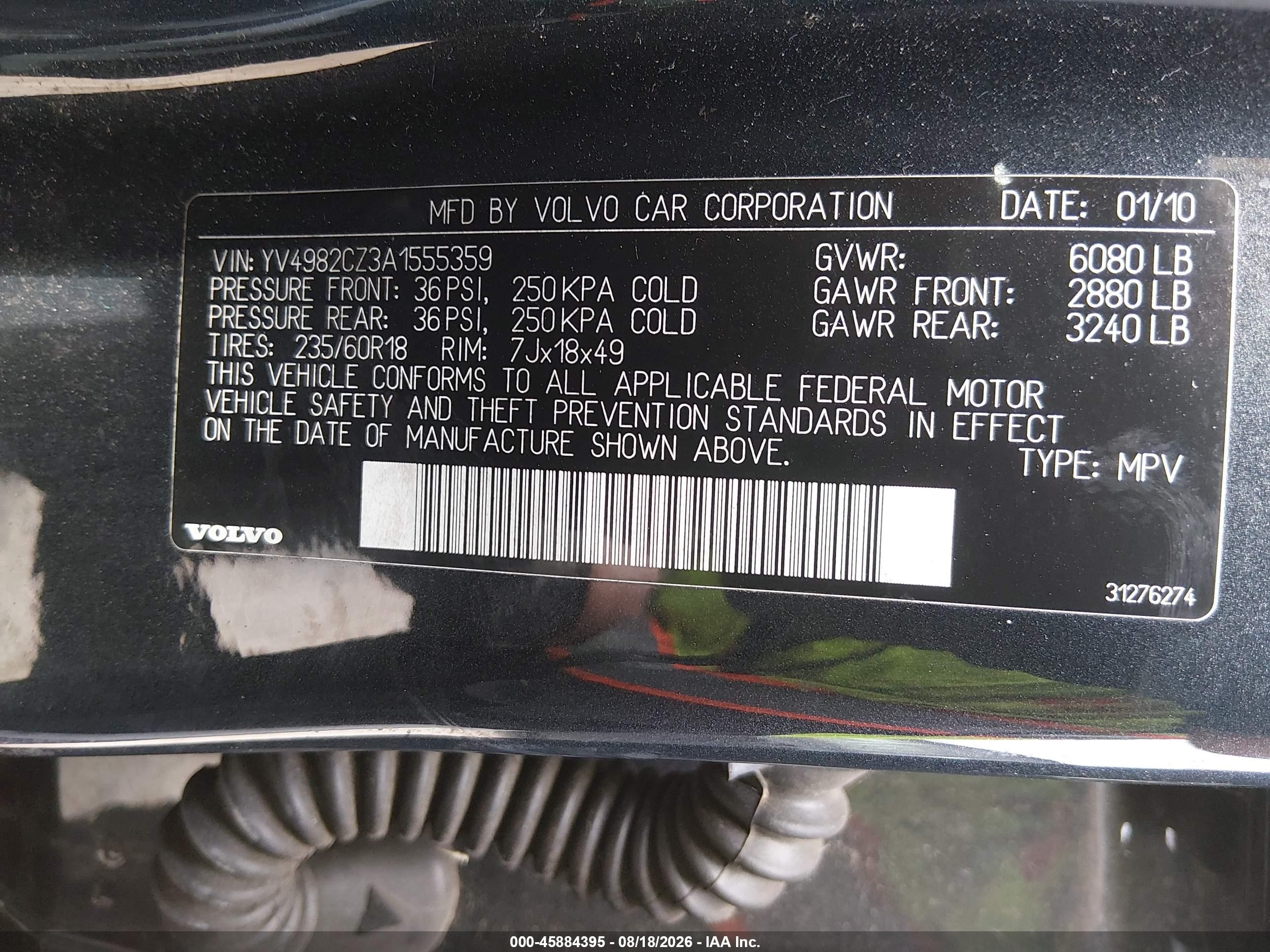 2010 Volvo Xc90 3.2 Black vin: YV4982CZ3A1555359