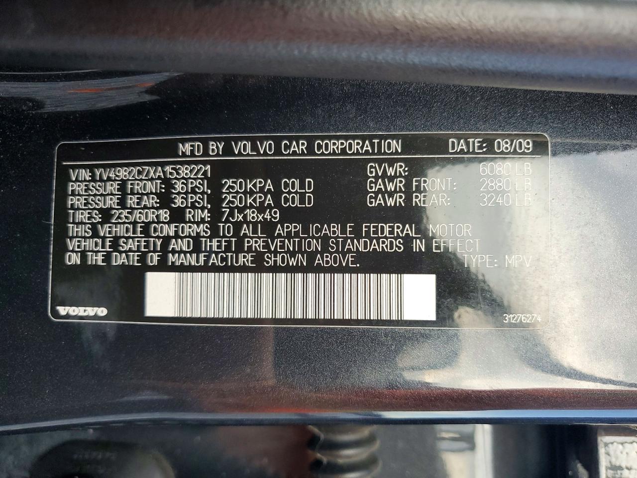 2010 Volvo Xc90 3.2 Синий vin: YV4982CZXA1538221