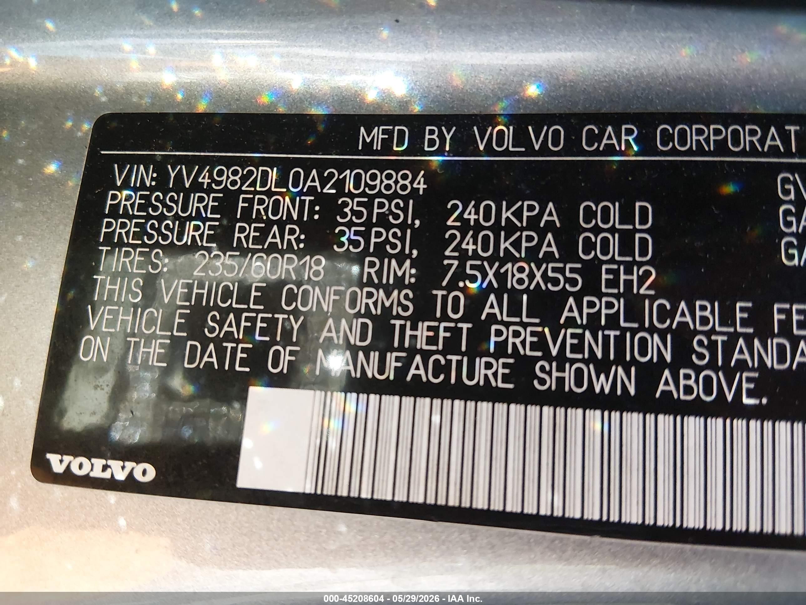 2010 Volvo Xc60 3.2 Silver vin: YV4982DL0A2109884