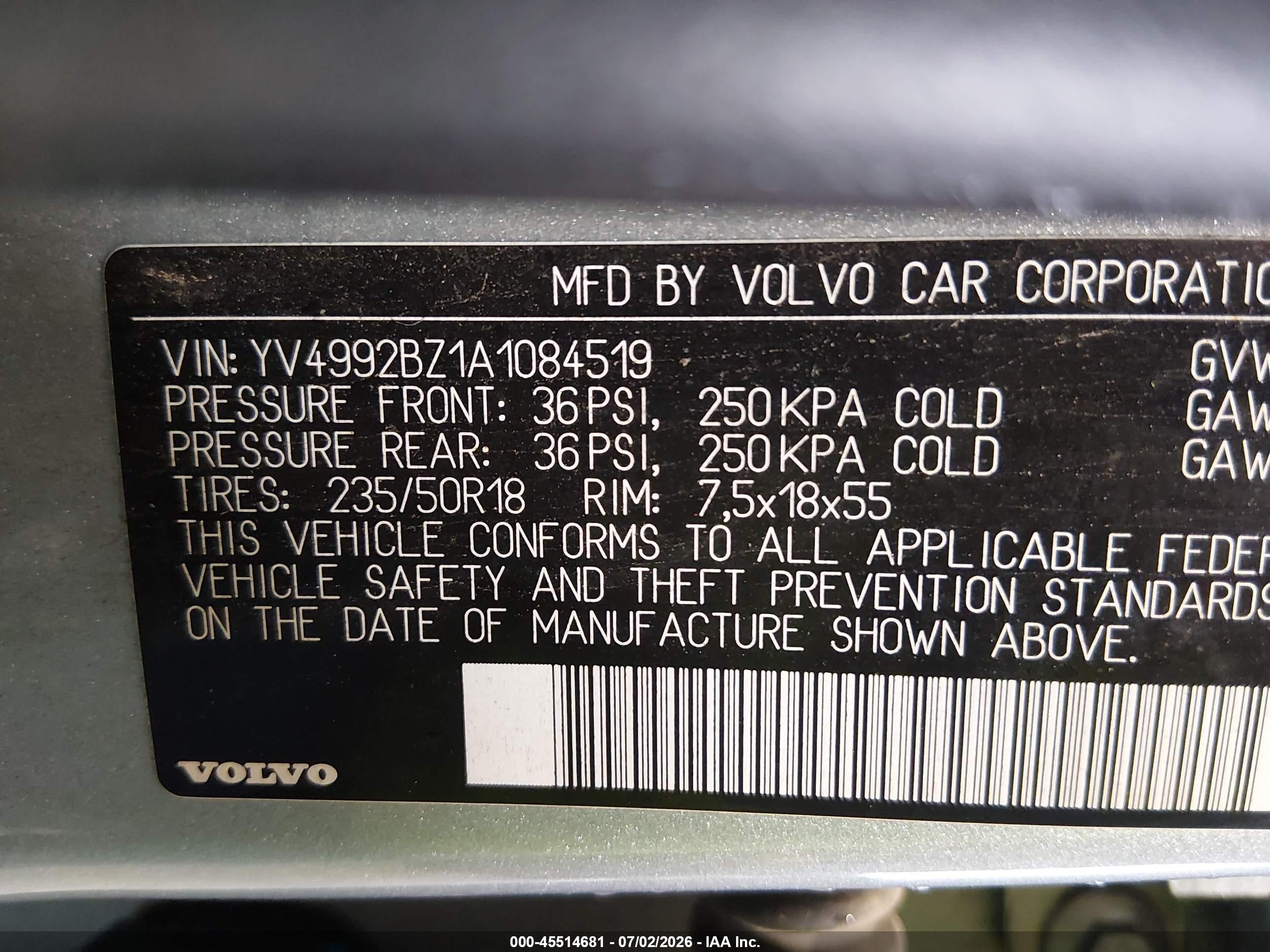 2010 Volvo Xc70 T6 Silver vin: YV4992BZ1A1084519