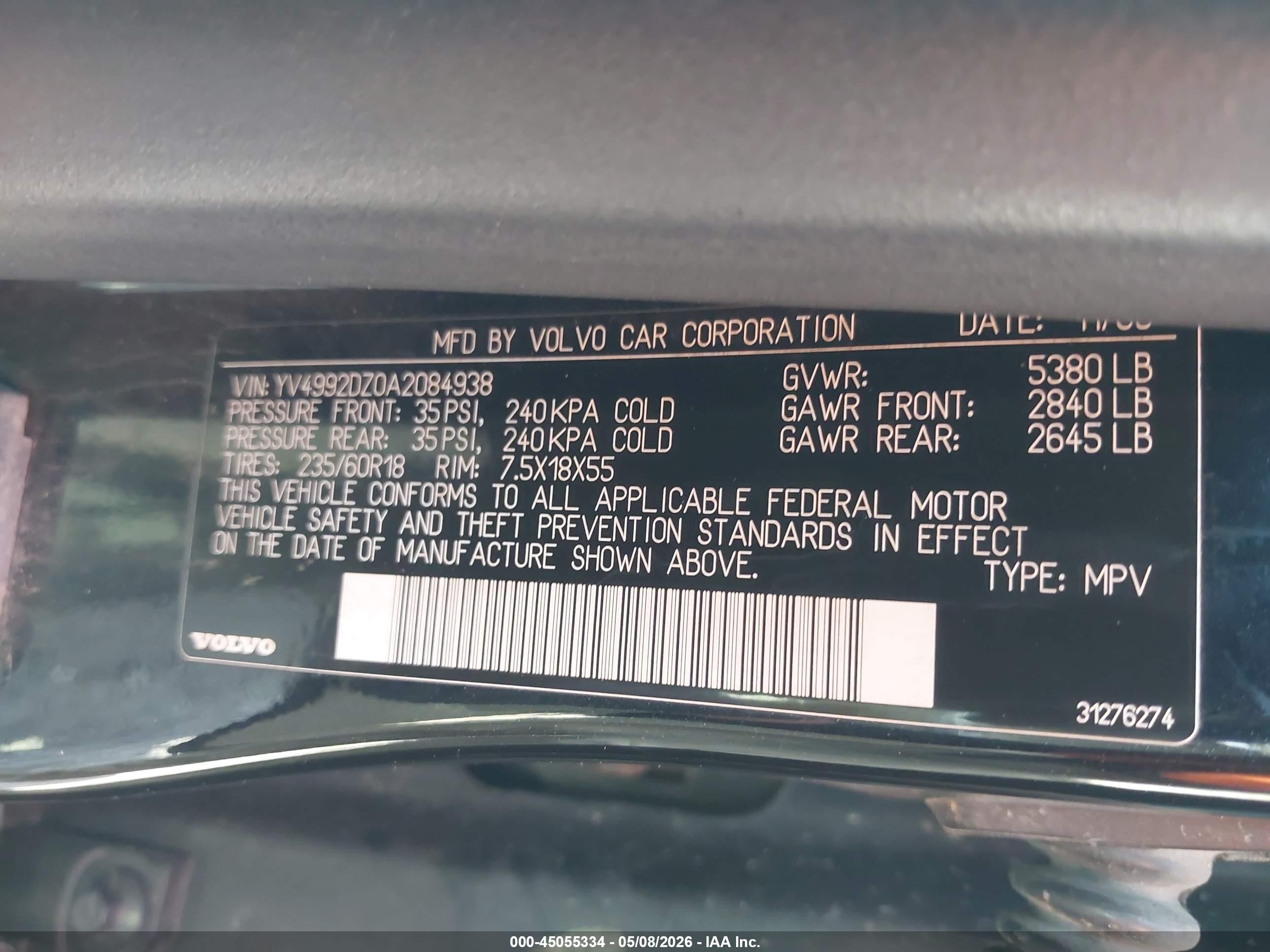 2010 Volvo Xc60 T6/t6 R-design Black vin: YV4992DZ0A2084938