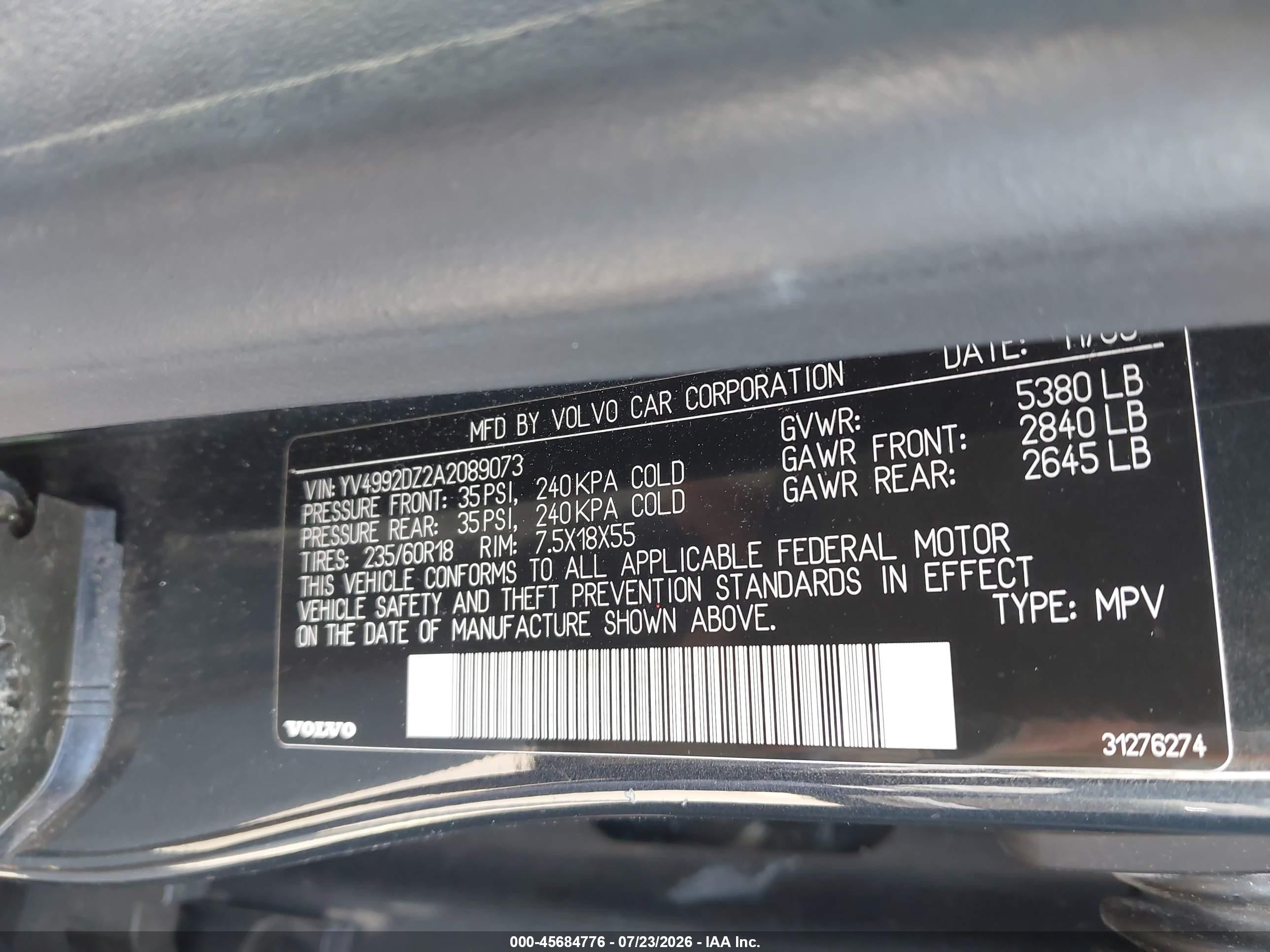 2010 Volvo Xc60 T6/t6 R-design Серый vin: YV4992DZ2A2089073