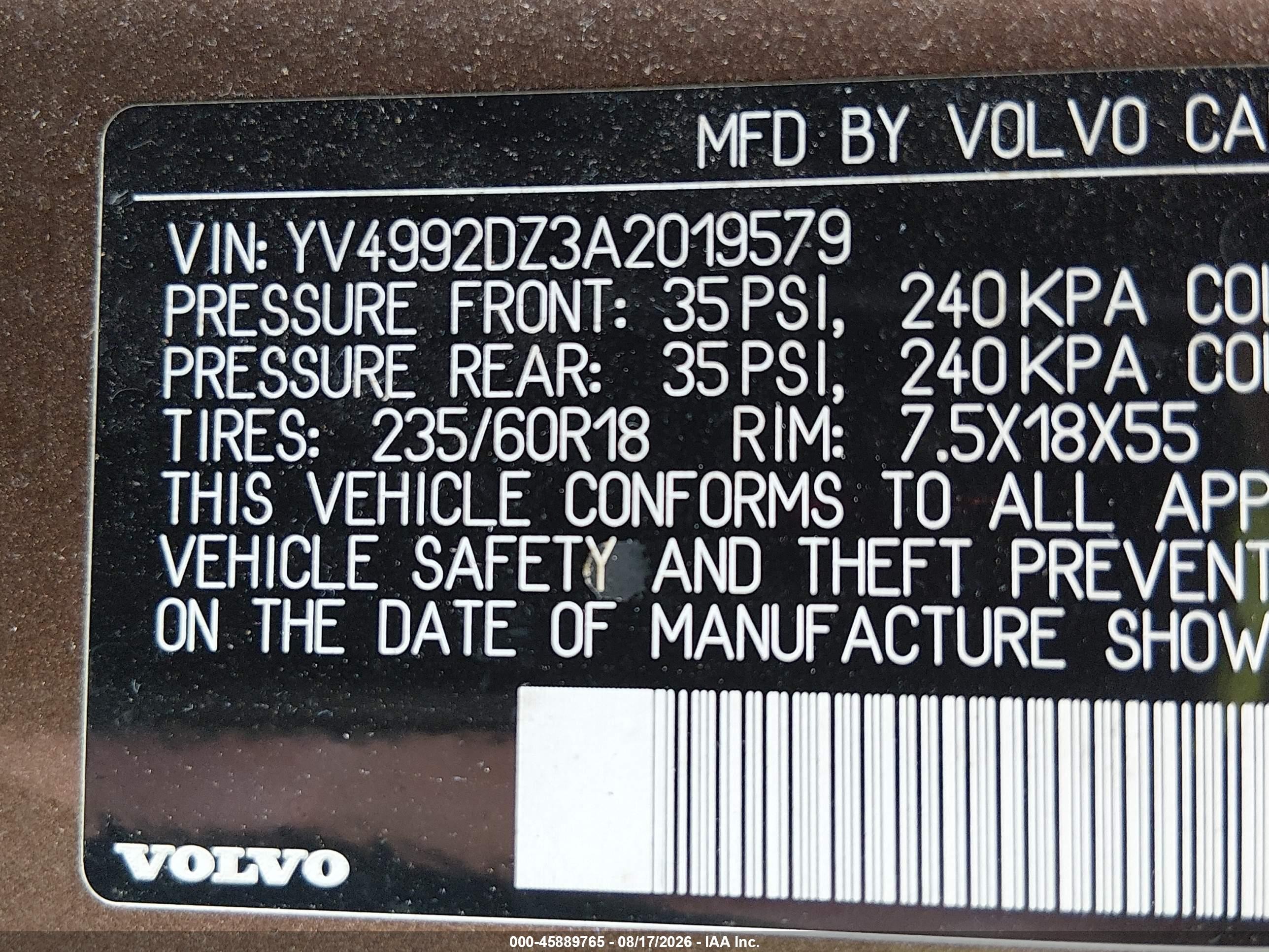 2010 Volvo Xc60 T6/t6 R-design Brown vin: YV4992DZ3A2019579