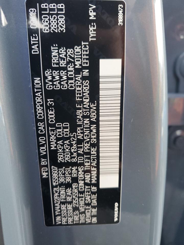 2020 Volvo Xc90 T6 Momentum Серый vin: YV4A22PK2L1558607