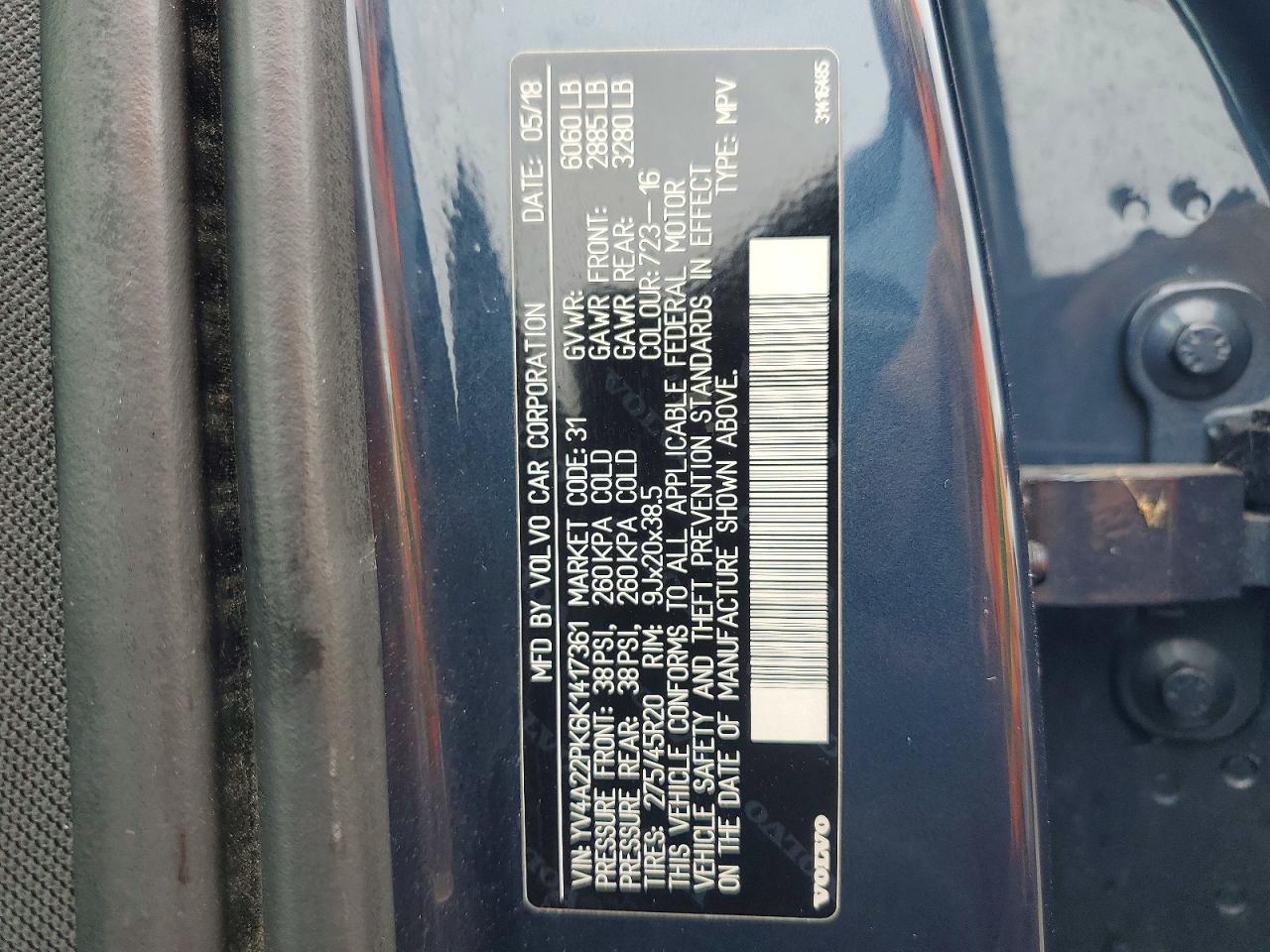 2019 Volvo Xc90 T6 Momentum Blue vin: YV4A22PK6K1417361