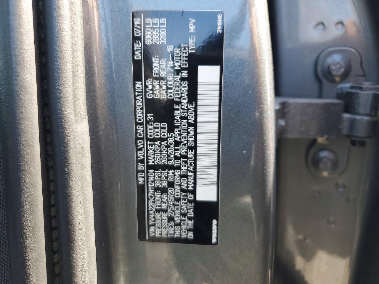 2017 Volvo Xc90 T6 Gray vin: YV4A22PK7H1121404