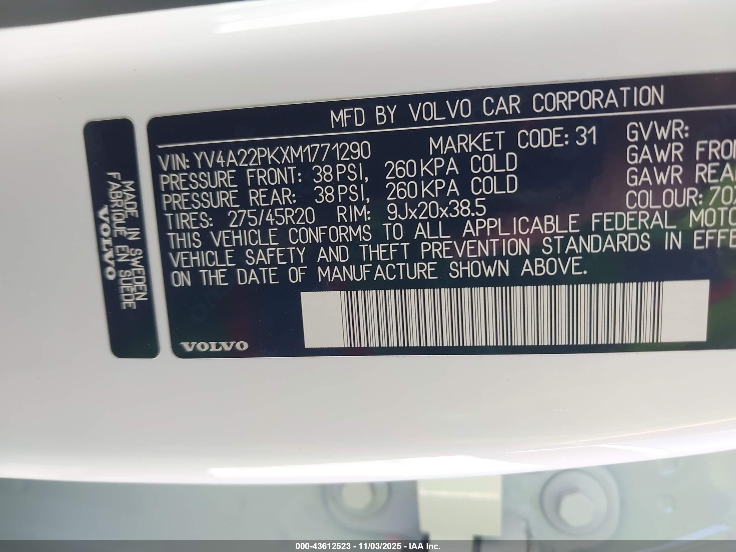 2021 Volvo Xc90 T6 Momentum 7 Passenger Белый vin: YV4A22PKXM1771290
