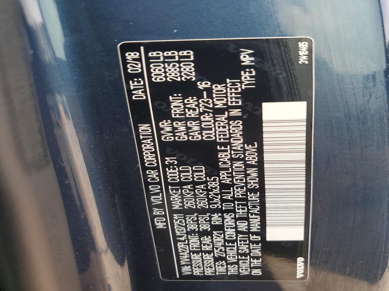 2018 Volvo Xc90 T6 Blue vin: YV4A22PL4J1372511