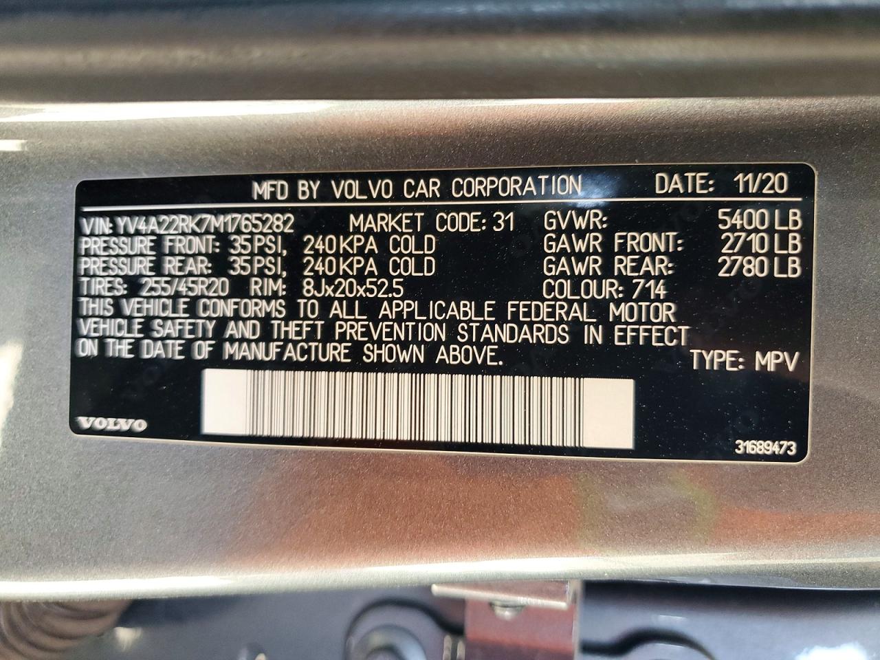 2021 Volvo Xc60 T6 Momentum Silver vin: YV4A22RK7M1765282
