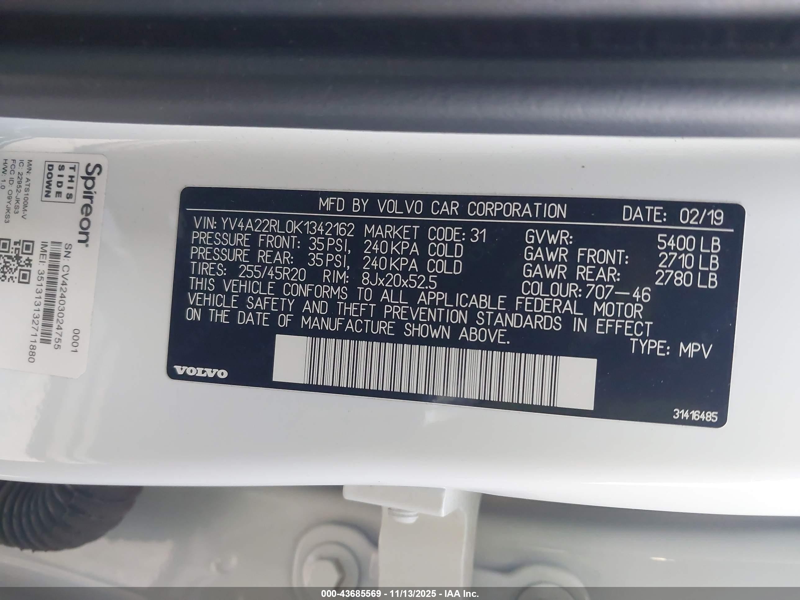 2019 Volvo Xc60 T6 Inscription White vin: YV4A22RL0K1342162