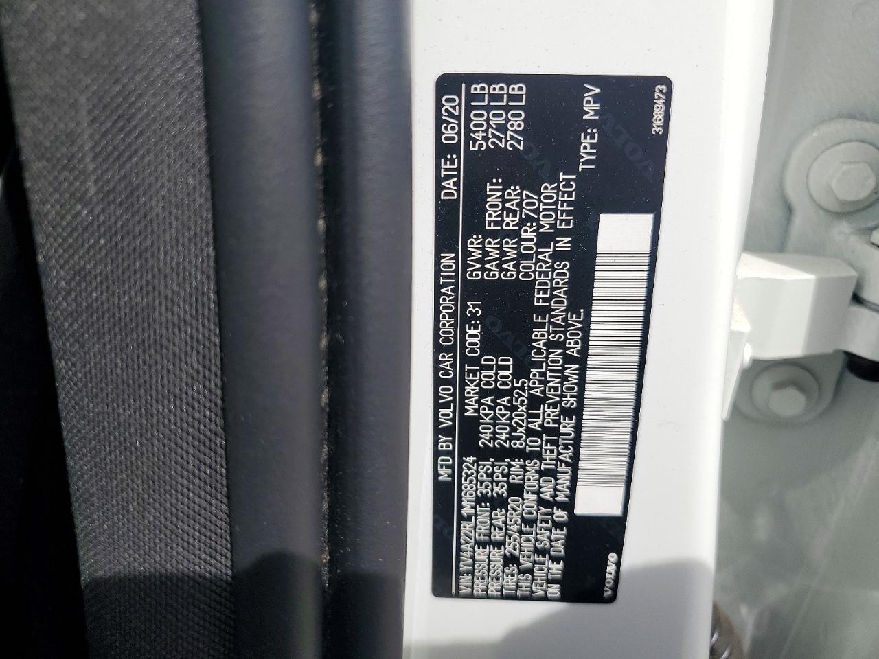 2021 Volvo Xc60 T6 Inscription White vin: YV4A22RL1M1685324
