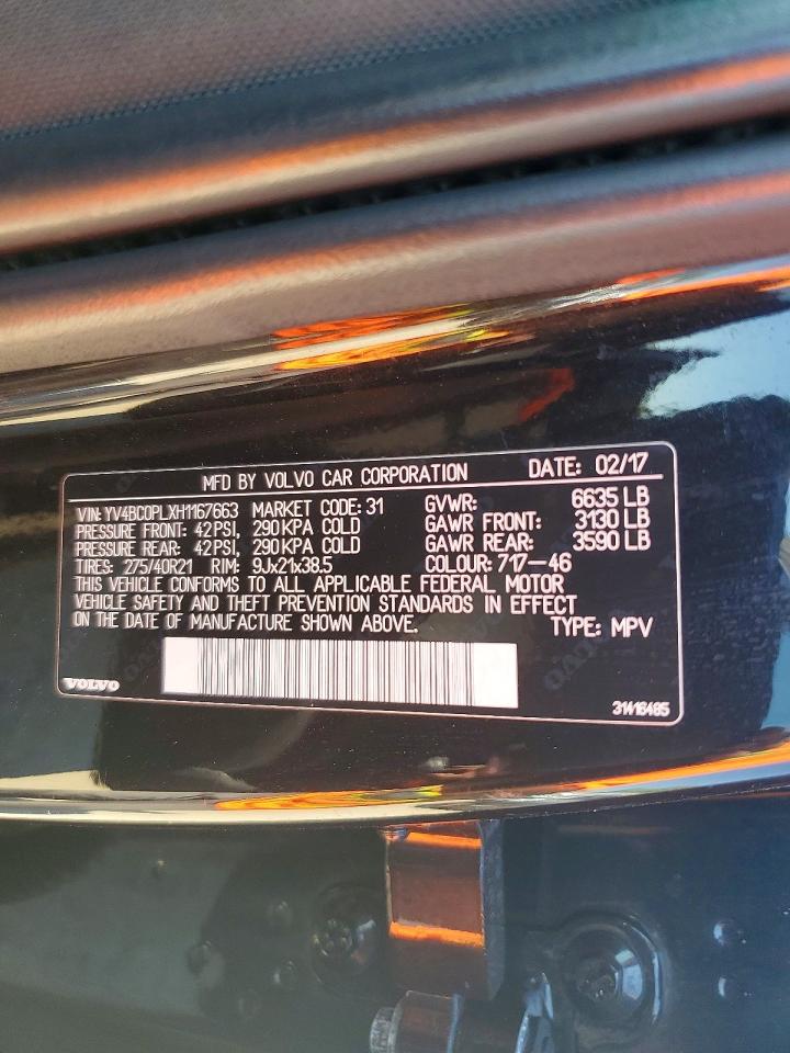 2017 Volvo Xc90 T8 Black vin: YV4BC0PLXH1167663