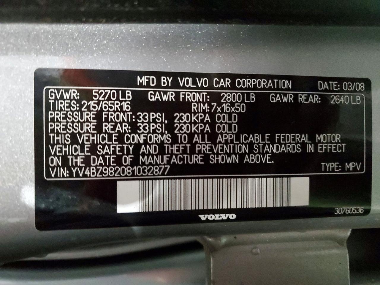 2008 Volvo Xc70 Silver vin: YV4BZ982081032877