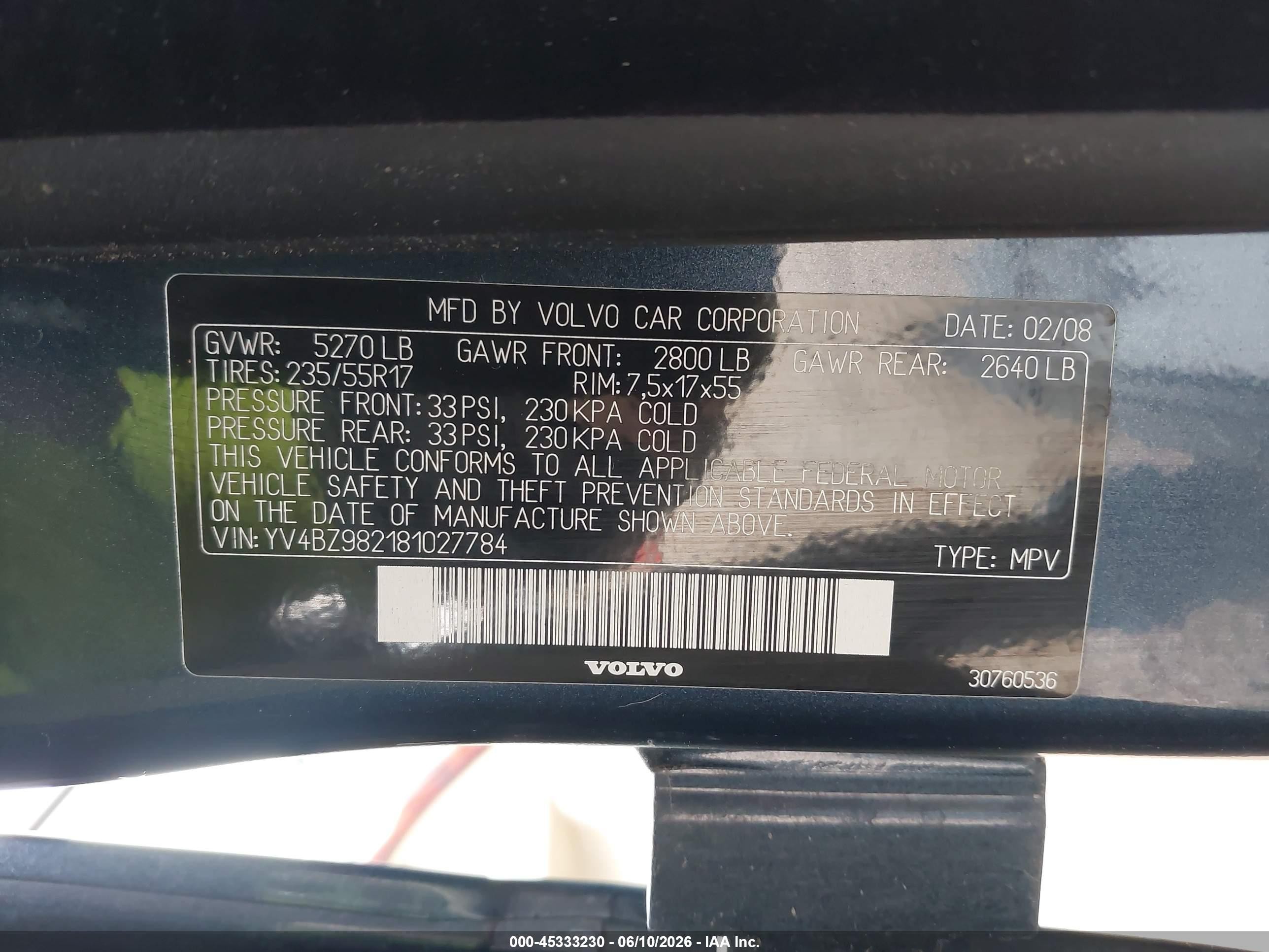 2008 Volvo Xc70 3.2 Синий vin: YV4BZ982181027784