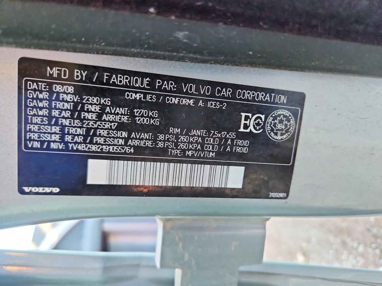 2009 Volvo Xc70 3.2 Silver vin: YV4BZ982191055764