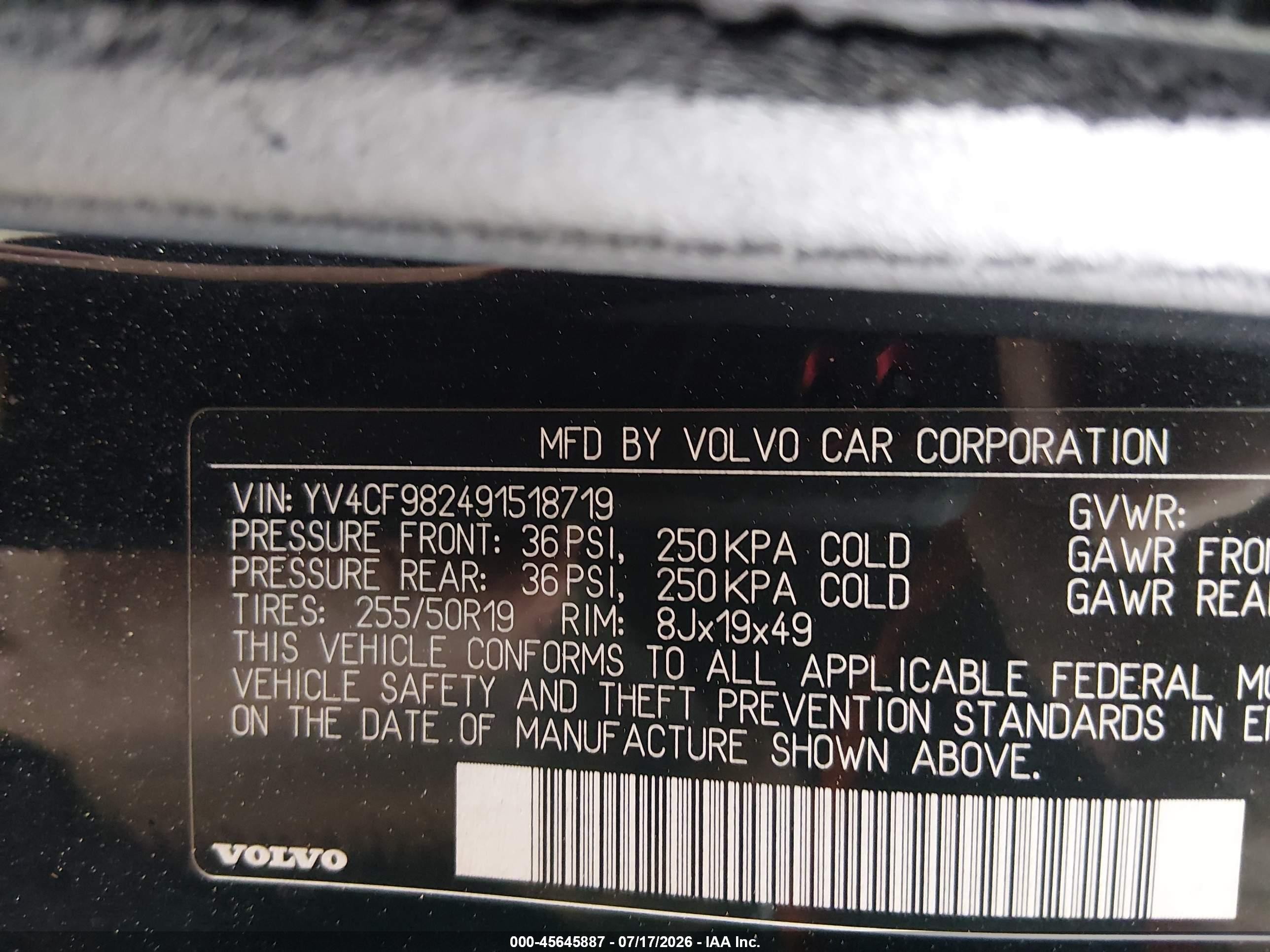 2009 Volvo Xc90 3.2/3.2 R-design Black vin: YV4CF982491518719