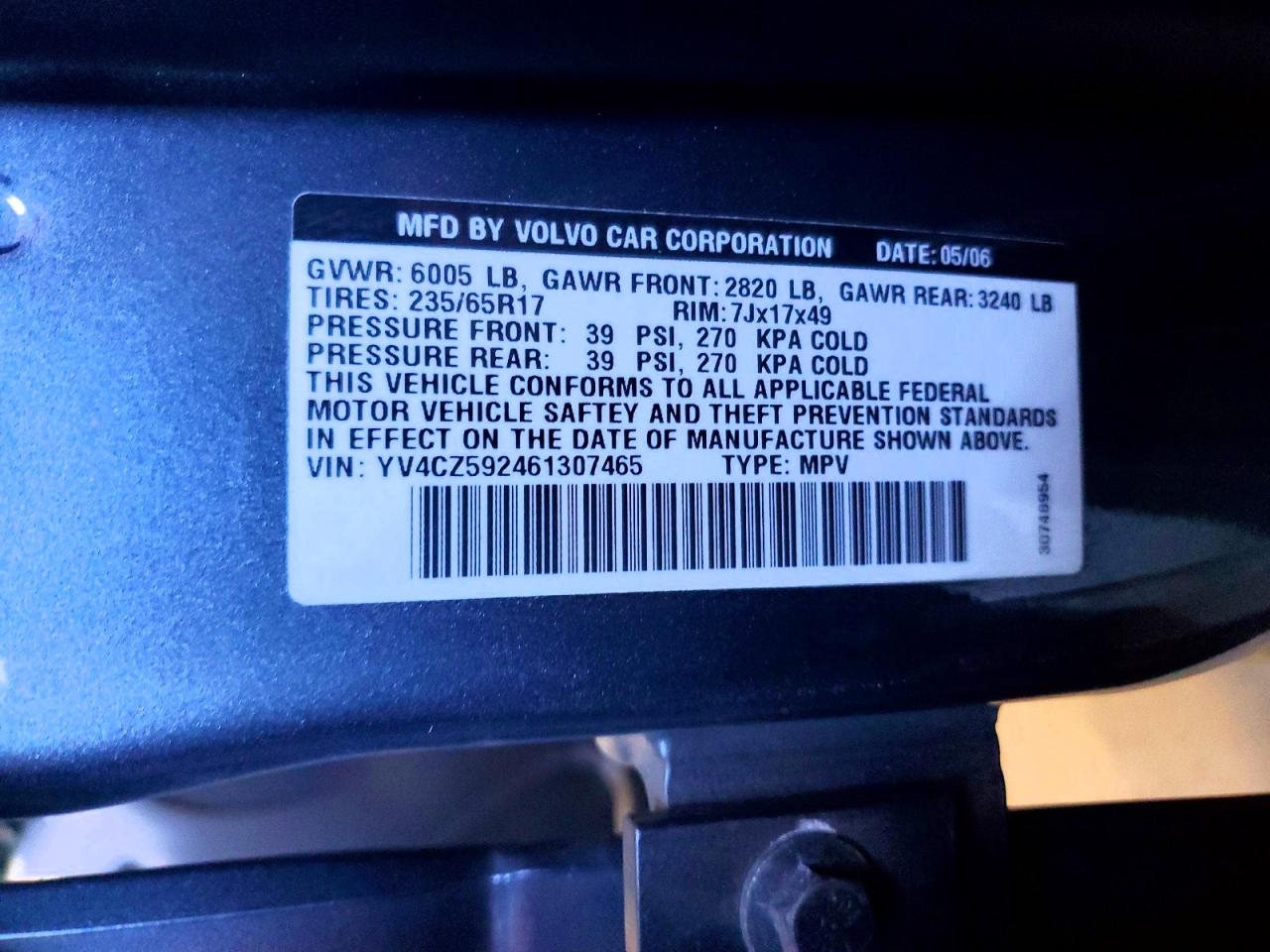 2006 Volvo Xc90 Gray vin: YV4CZ592461307465