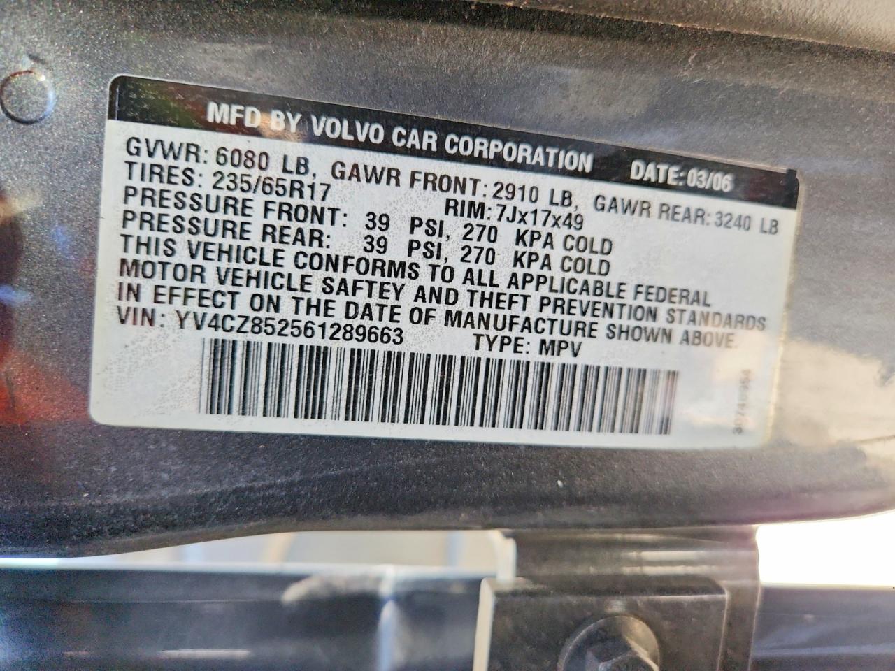 2006 Volvo Xc90 V8 Gray vin: YV4CZ852561289663