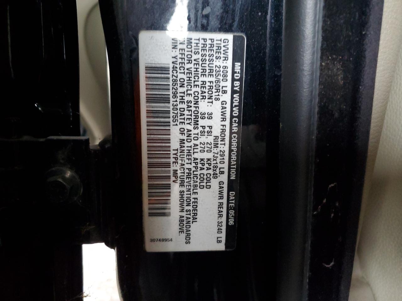2006 Volvo Xc90 V8 Black vin: YV4CZ852961307551